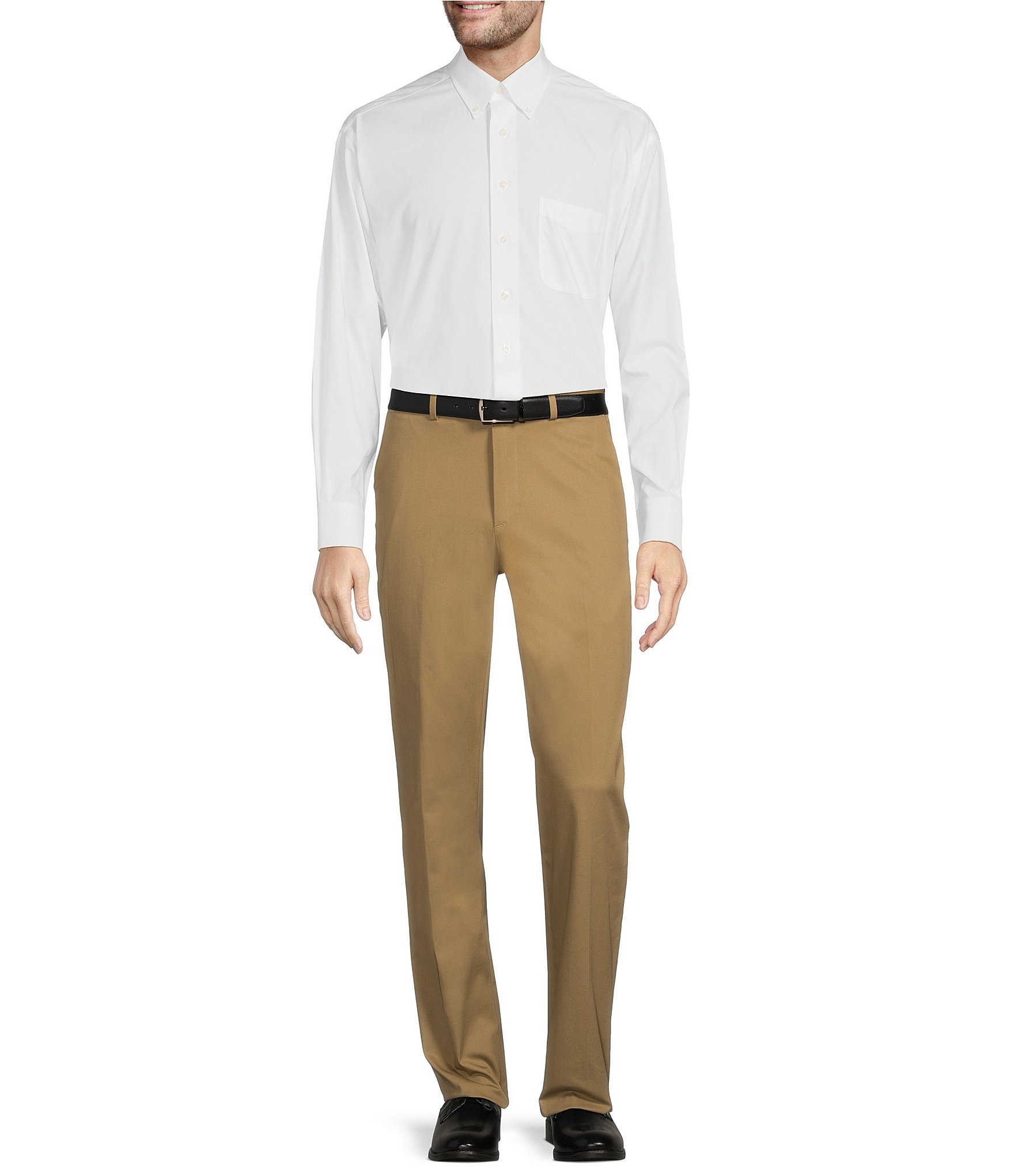 Roundtree & Yorke Andrew Classic Straight Fit Flat Front Luxury Chino Pants