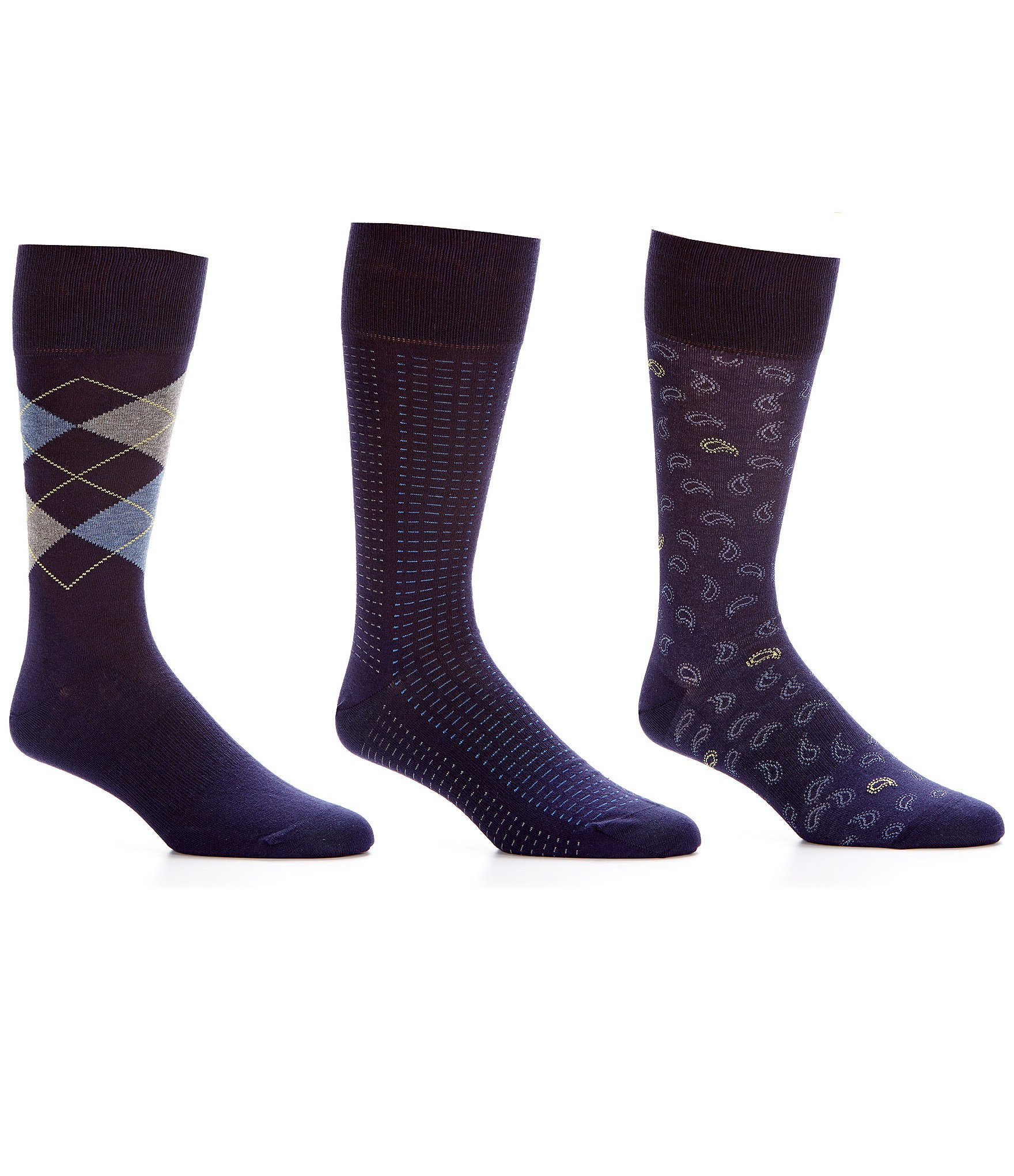 Roundtree & Yorke Big & Tall Argyle Basic Assorted Crew Dress Socks 3-Pack