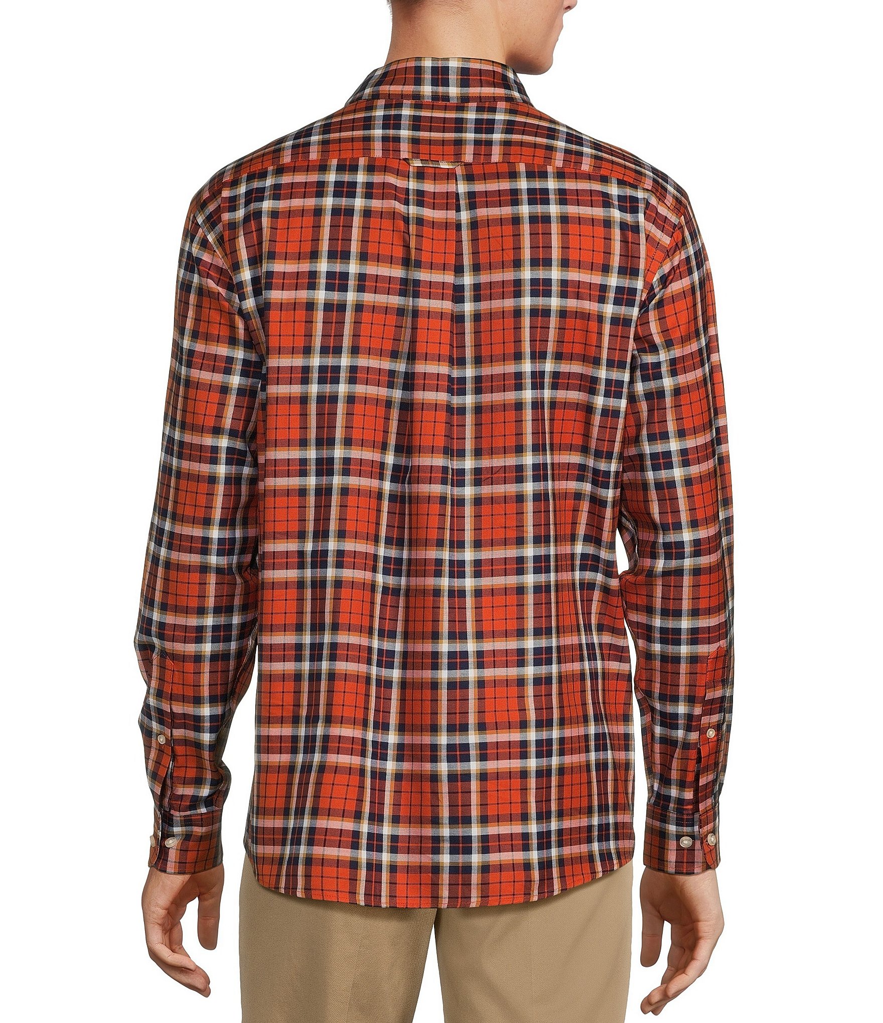 Roundtree & Yorke Big & Tall Long Sleeve Medium Plaid Oxford Sport Shirt