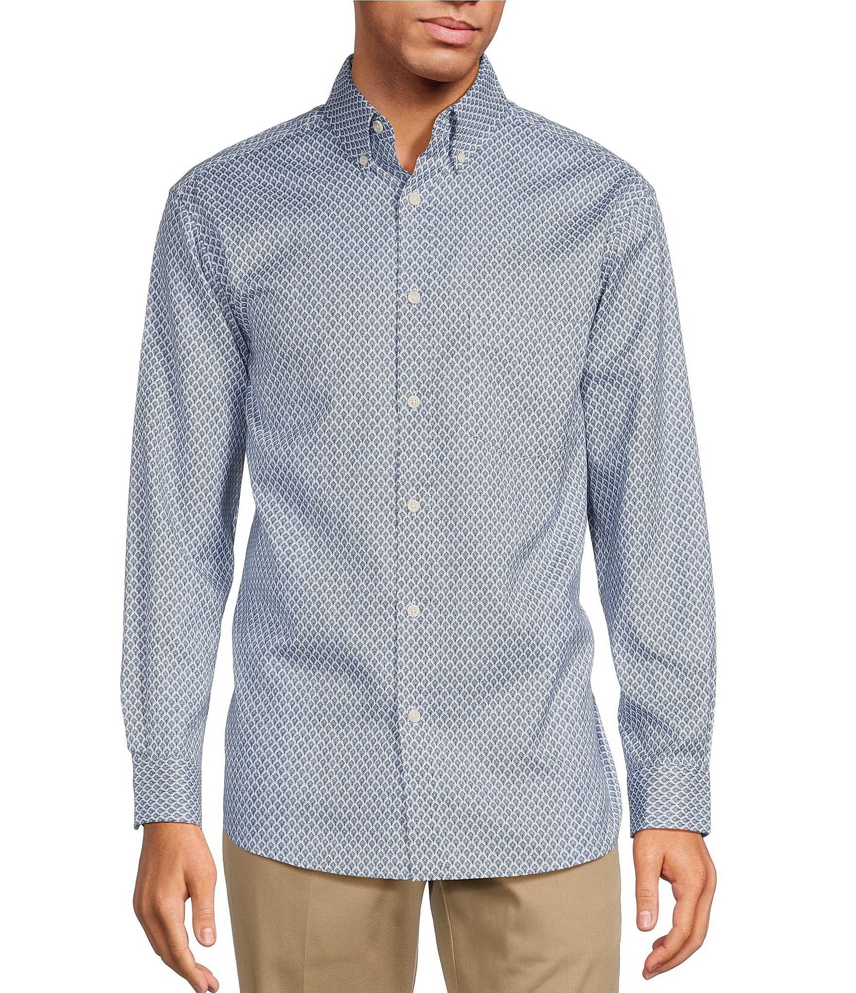 San Francisco 49ers Cutter & Buck Big Tall Stretch Oxford Long Sleeve Woven Button-Down Shirt - Charcoal