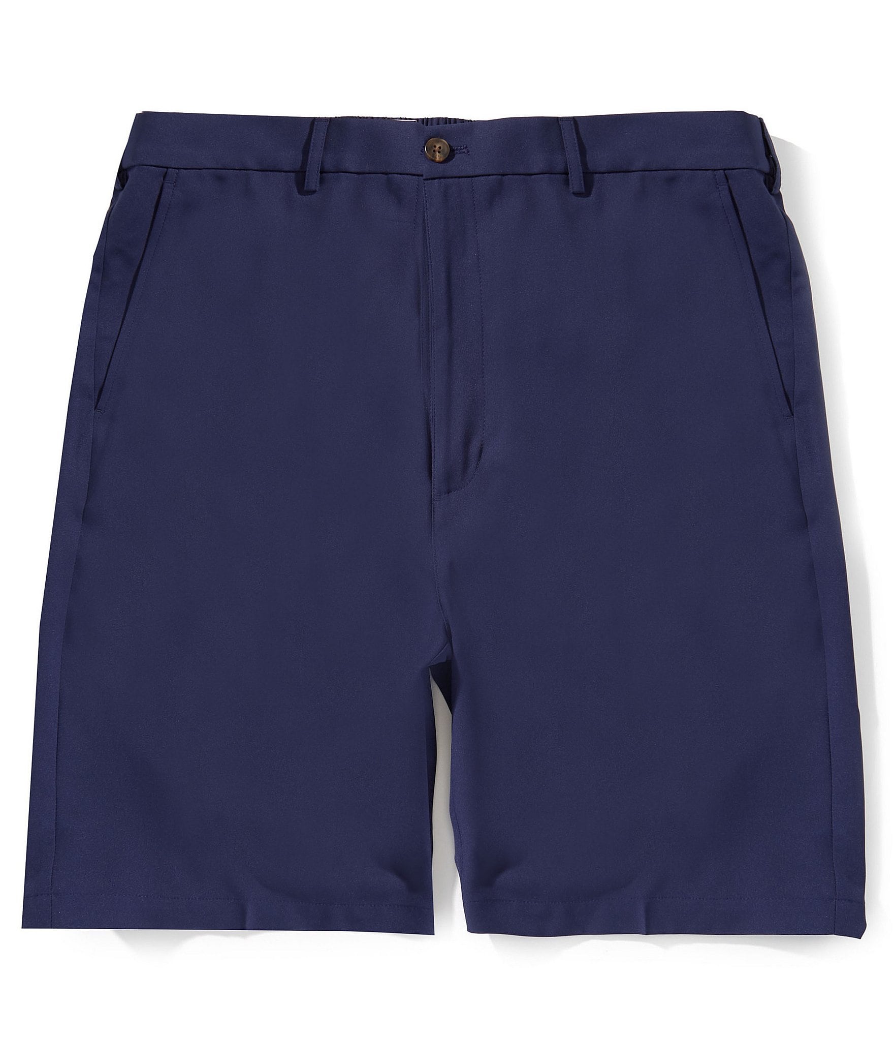 Roundtree & Yorke Big & Tall Performance Flat Front Partial E-Waist 7#double; Inseam Shorts