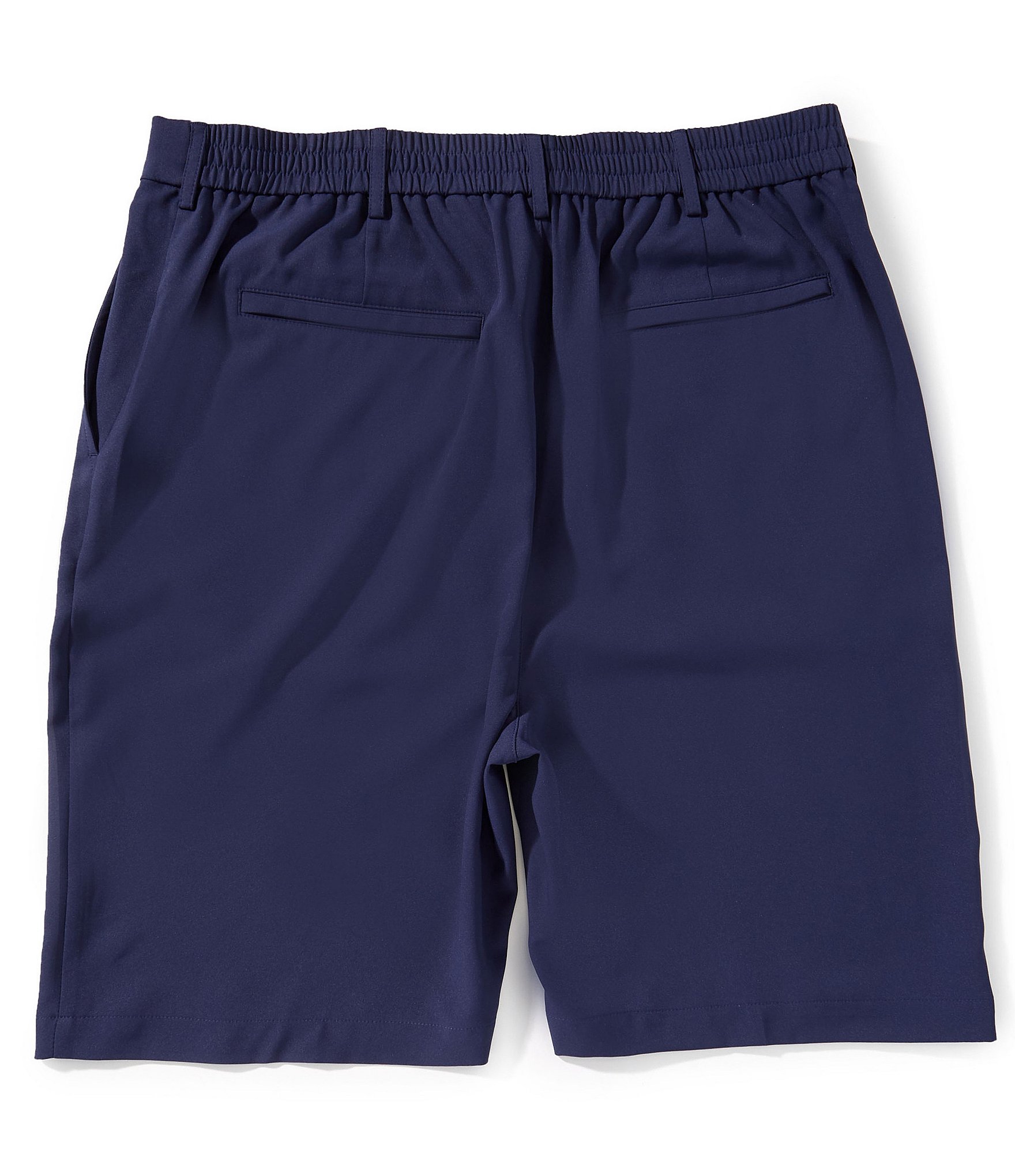 Roundtree & Yorke Big & Tall Performance Flat Front Partial E-Waist 7#double; Inseam Shorts