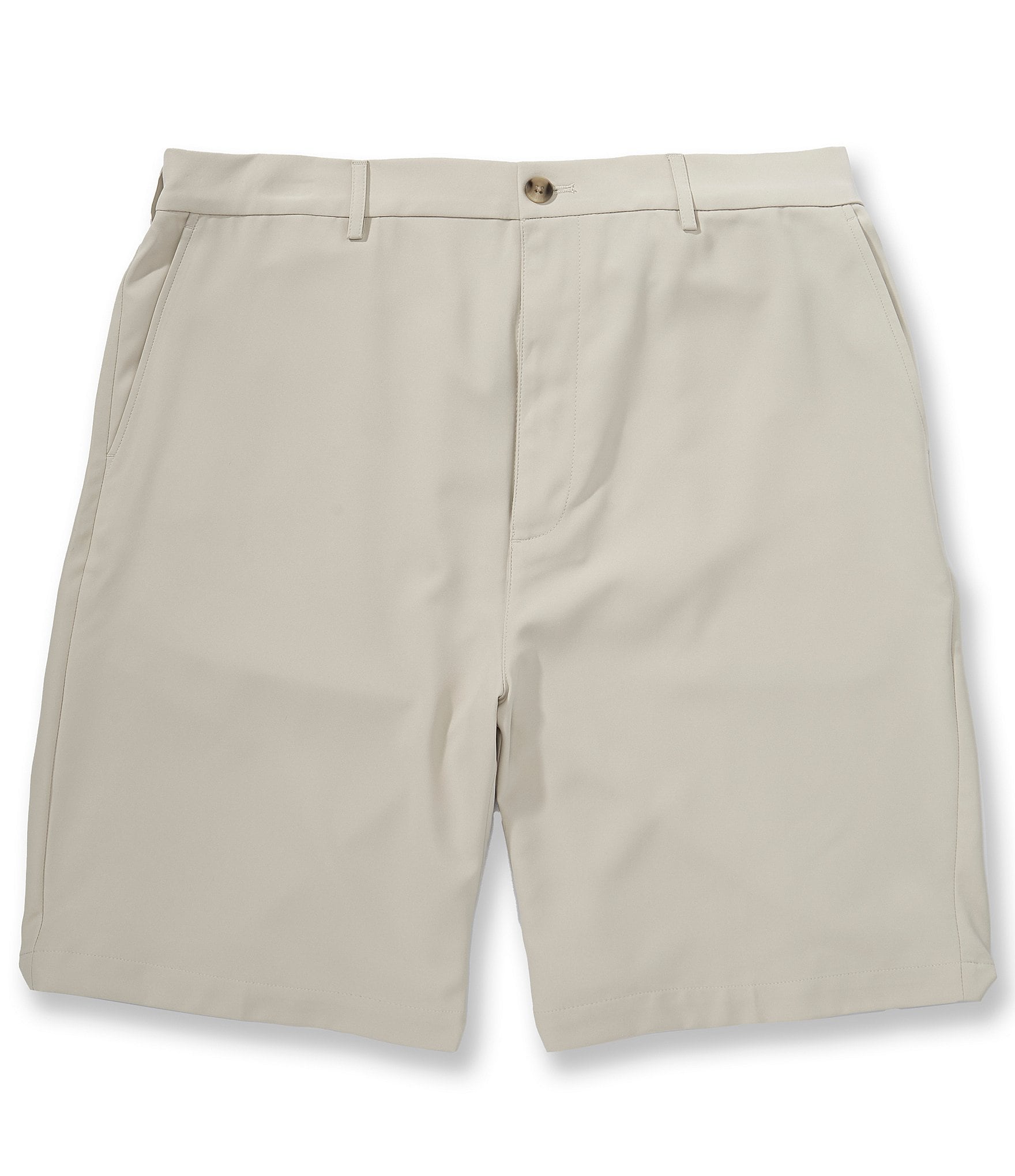 Roundtree & Yorke Big & Tall Performance Flat Front Partial E-Waist 7#double; Inseam Shorts