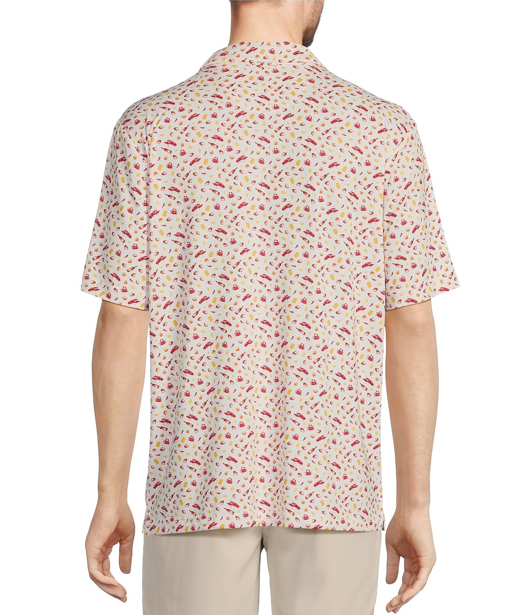 Roundtree & Yorke Big & Tall Performance Short Sleeve Clam-Bake-Print Polo Shirt