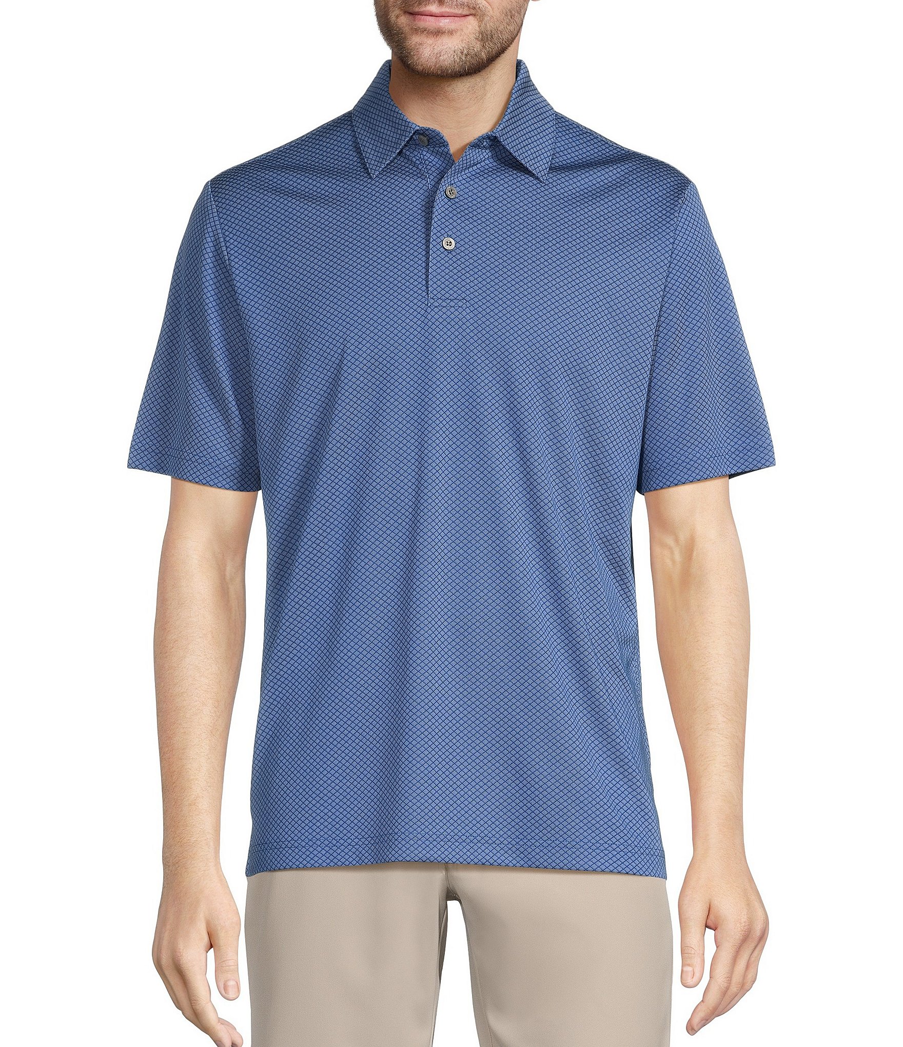 Roundtree & Yorke Big & Tall Performance Short Sleeve Diamond Jacquard Polo Shirt