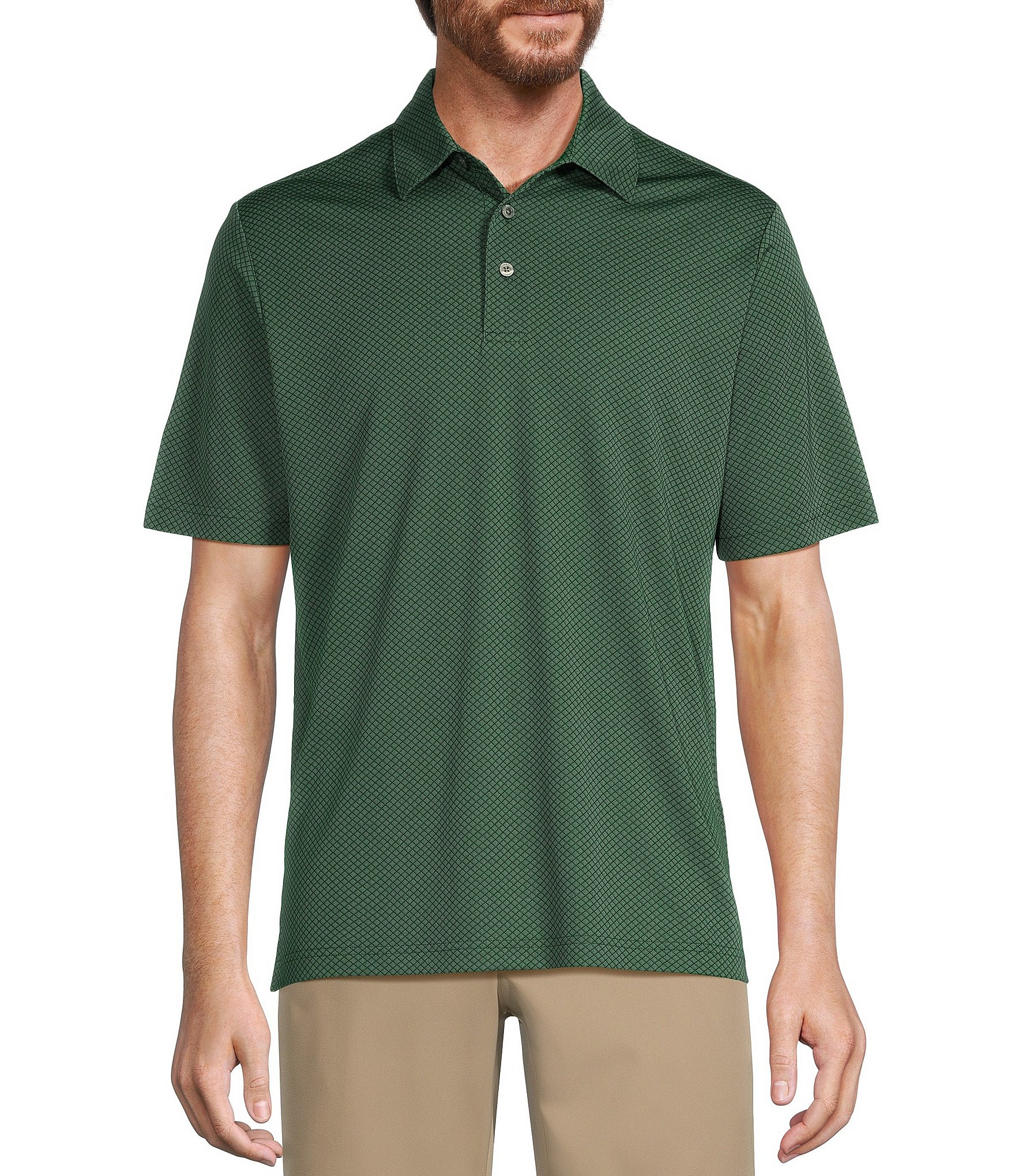 Roundtree & Yorke Big & Tall Performance Short Sleeve Diamond Jacquard Polo Shirt