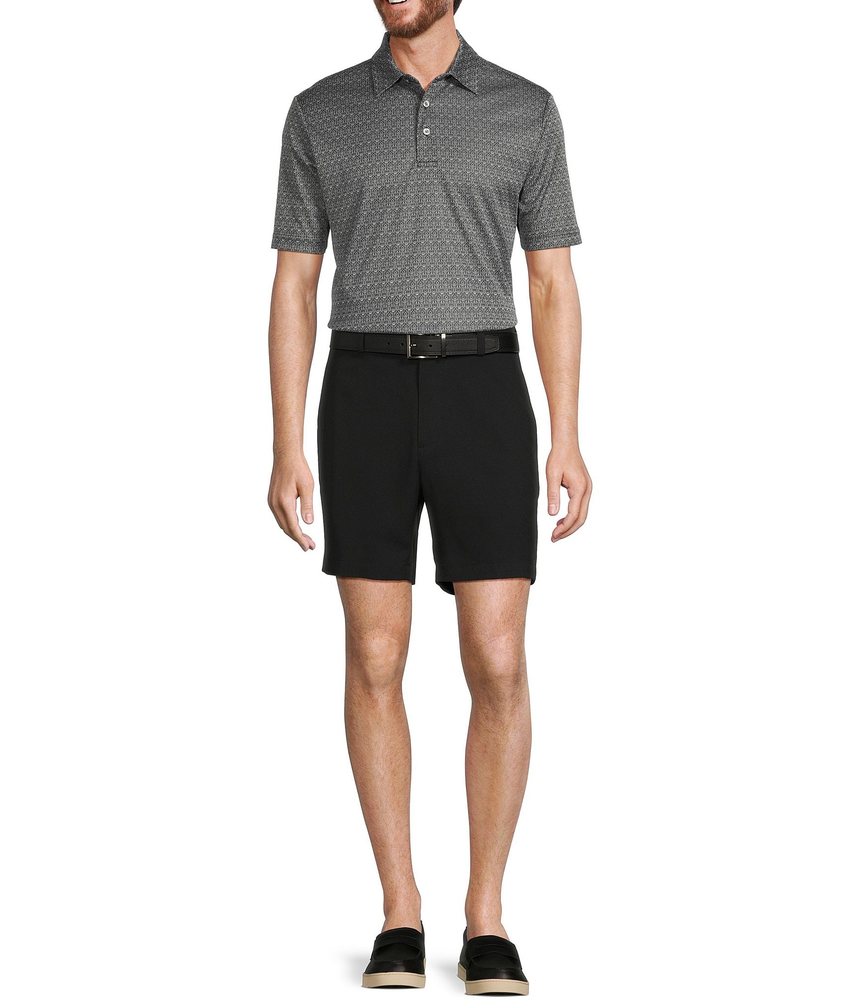 Roundtree & Yorke Big & Tall Performance Short Sleeve Geo Jacquard Polo Shirt