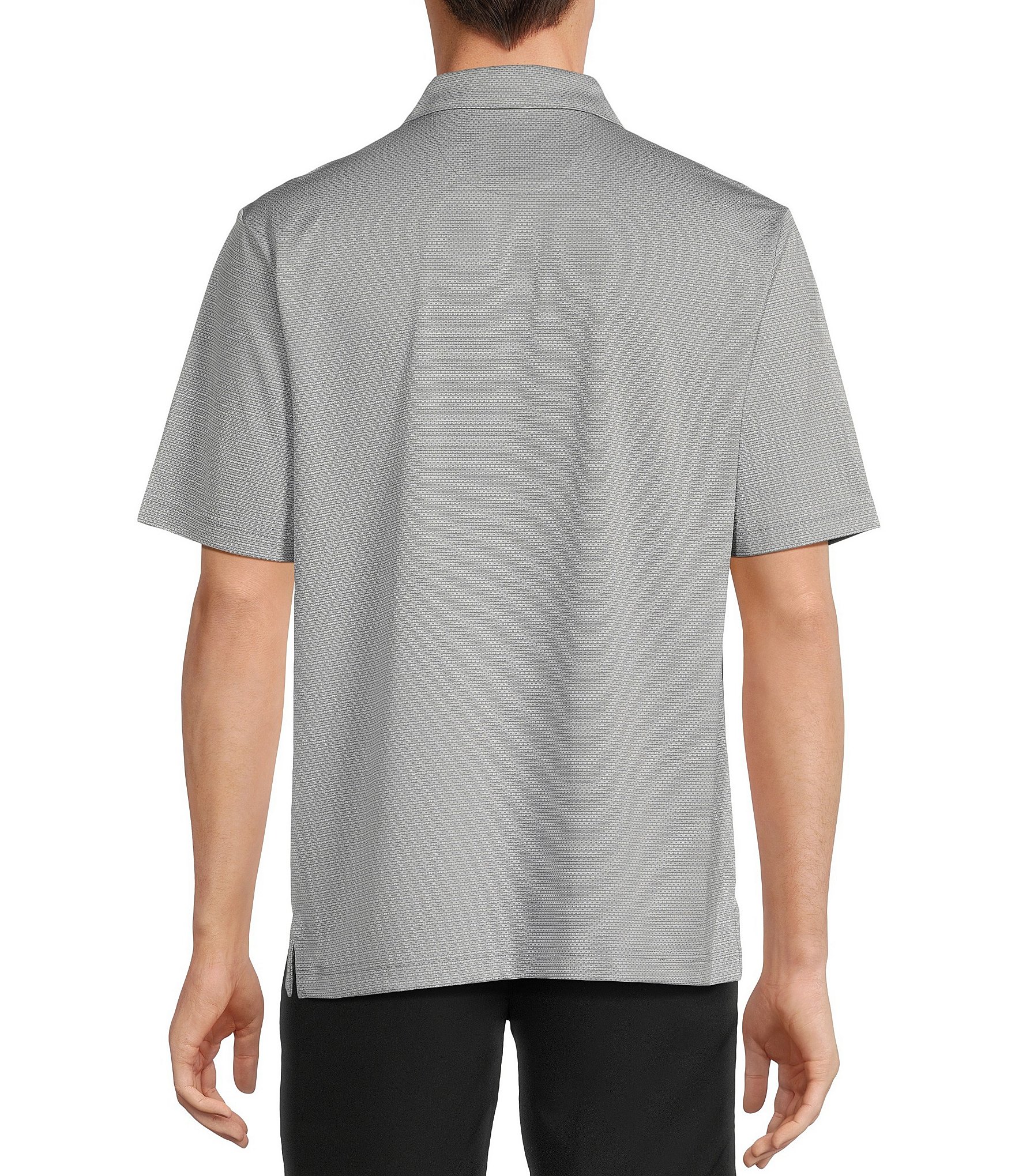 Roundtree & Yorke Big & Tall Performance Short Sleeve Horizontal Textured Jacquard Polo Shirt