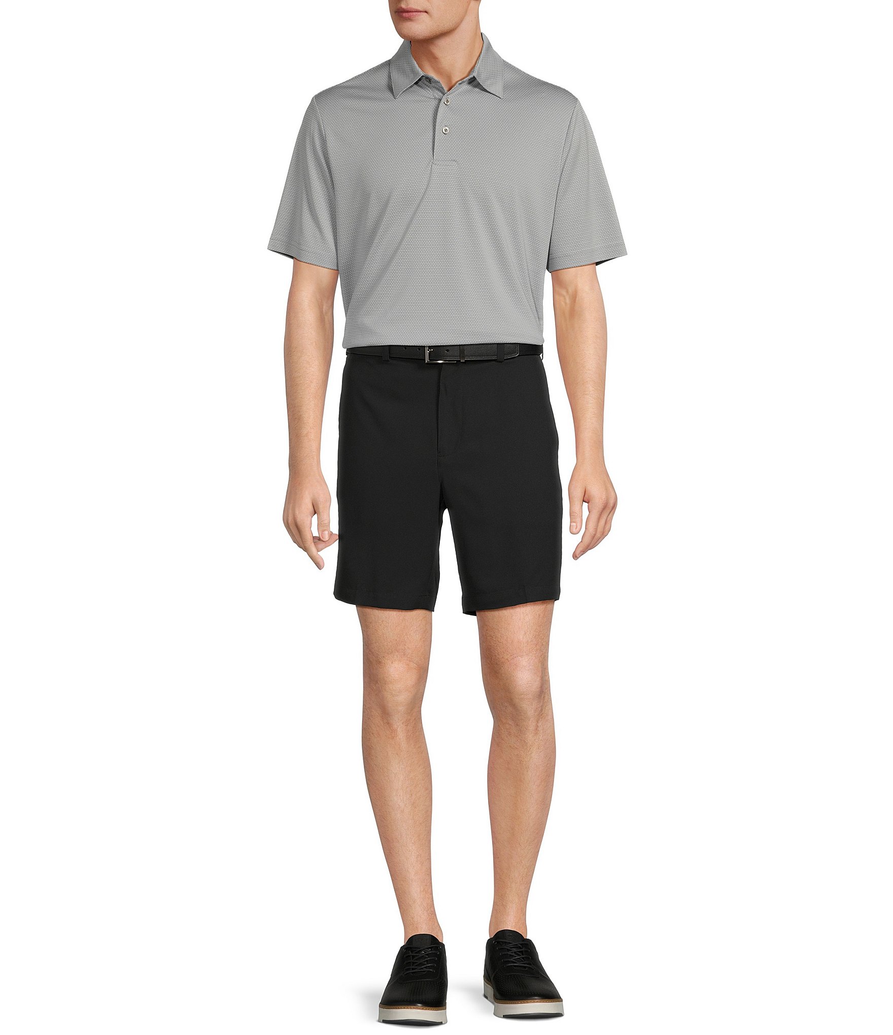 Roundtree & Yorke Big & Tall Performance Short Sleeve Horizontal Textured Jacquard Polo Shirt