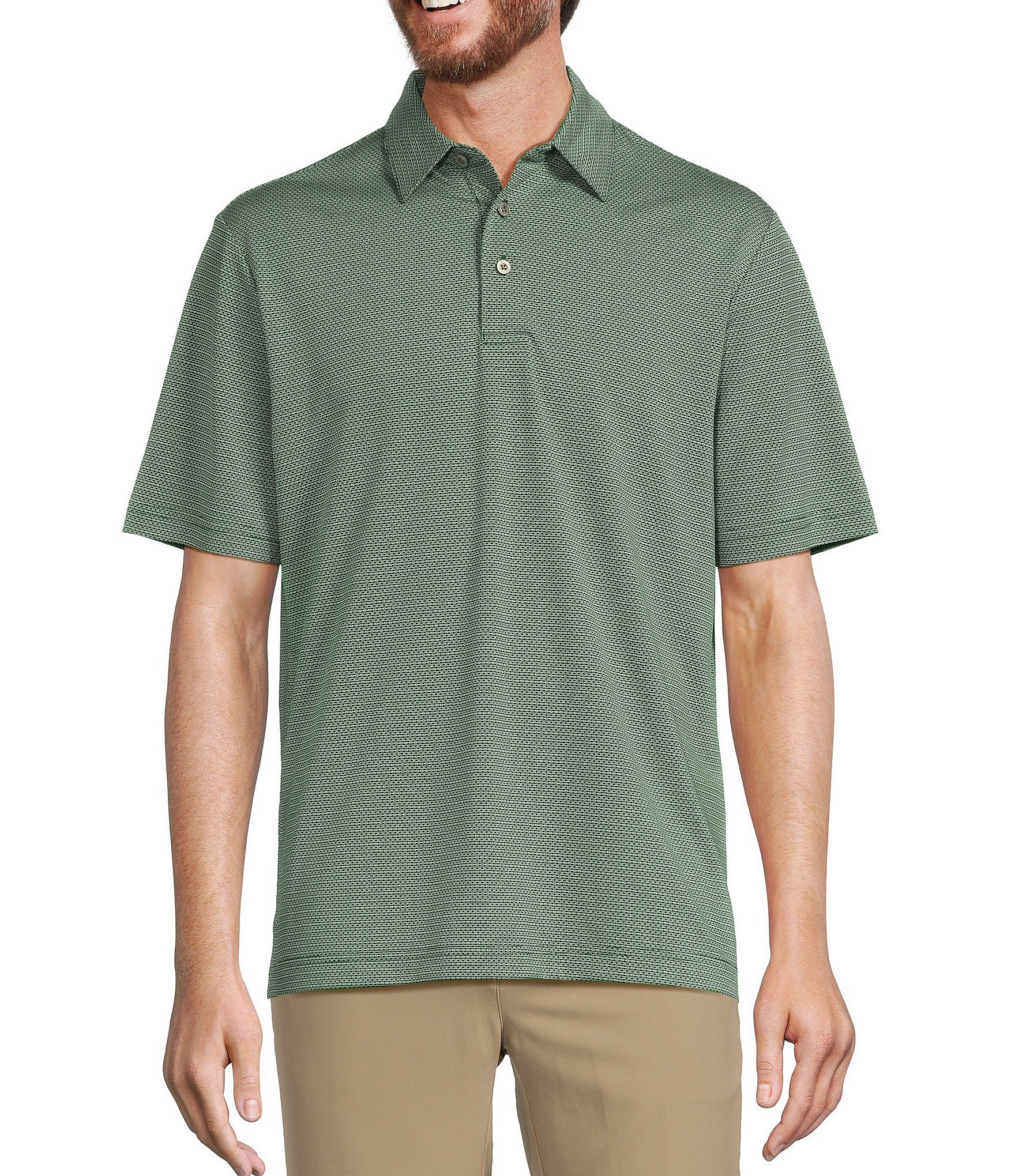 Roundtree & Yorke Big & Tall Performance Short Sleeve Horizontal Textured Jacquard Polo Shirt