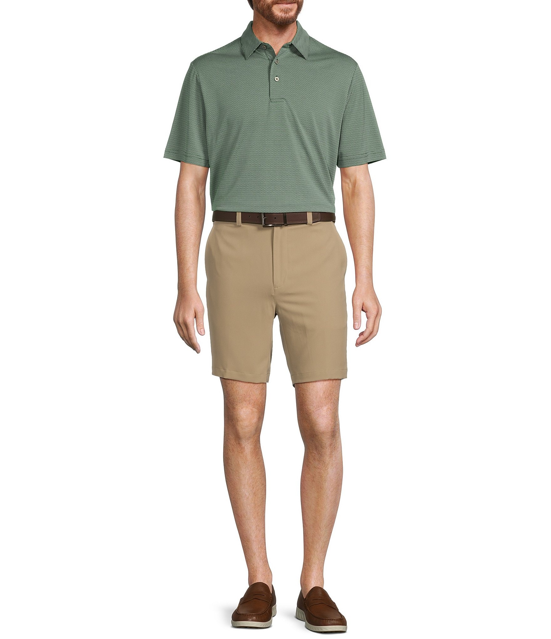 Roundtree & Yorke Big & Tall Performance Short Sleeve Horizontal Textured Jacquard Polo Shirt