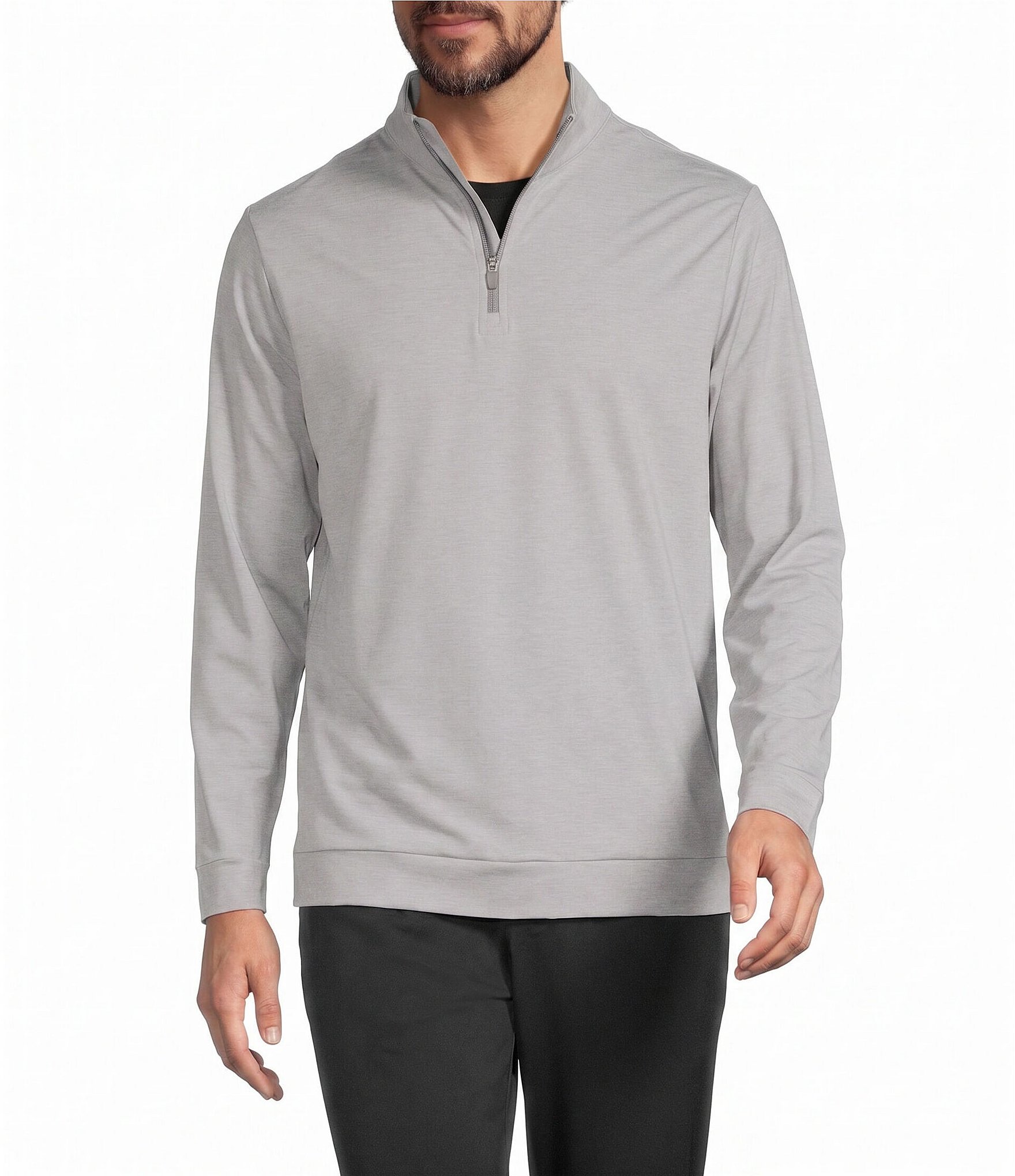 Roundtree & Yorke Big & Tall Performance Solid Quarter Zip Pullover