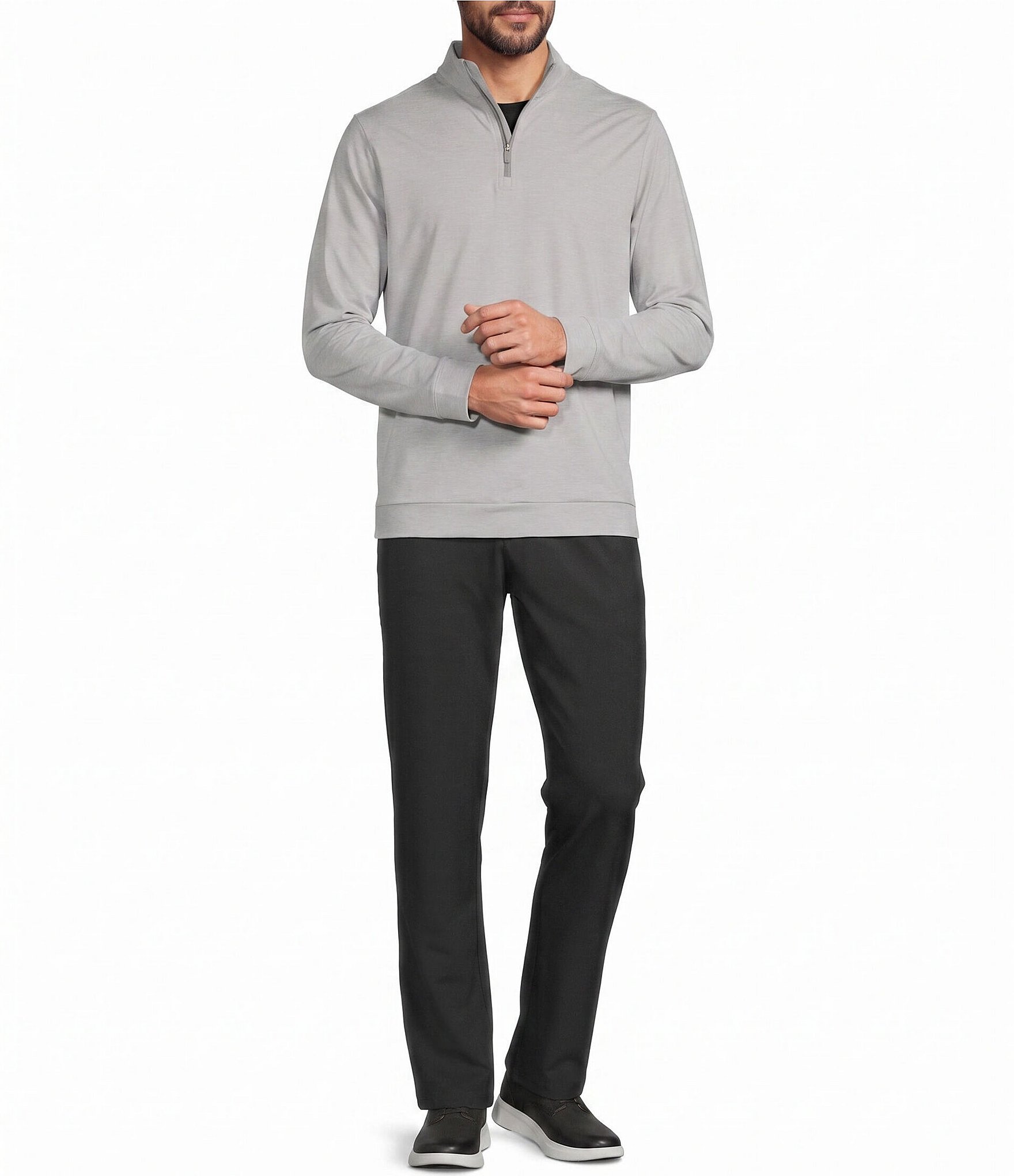 Roundtree & Yorke Big & Tall Performance Solid Quarter Zip Pullover