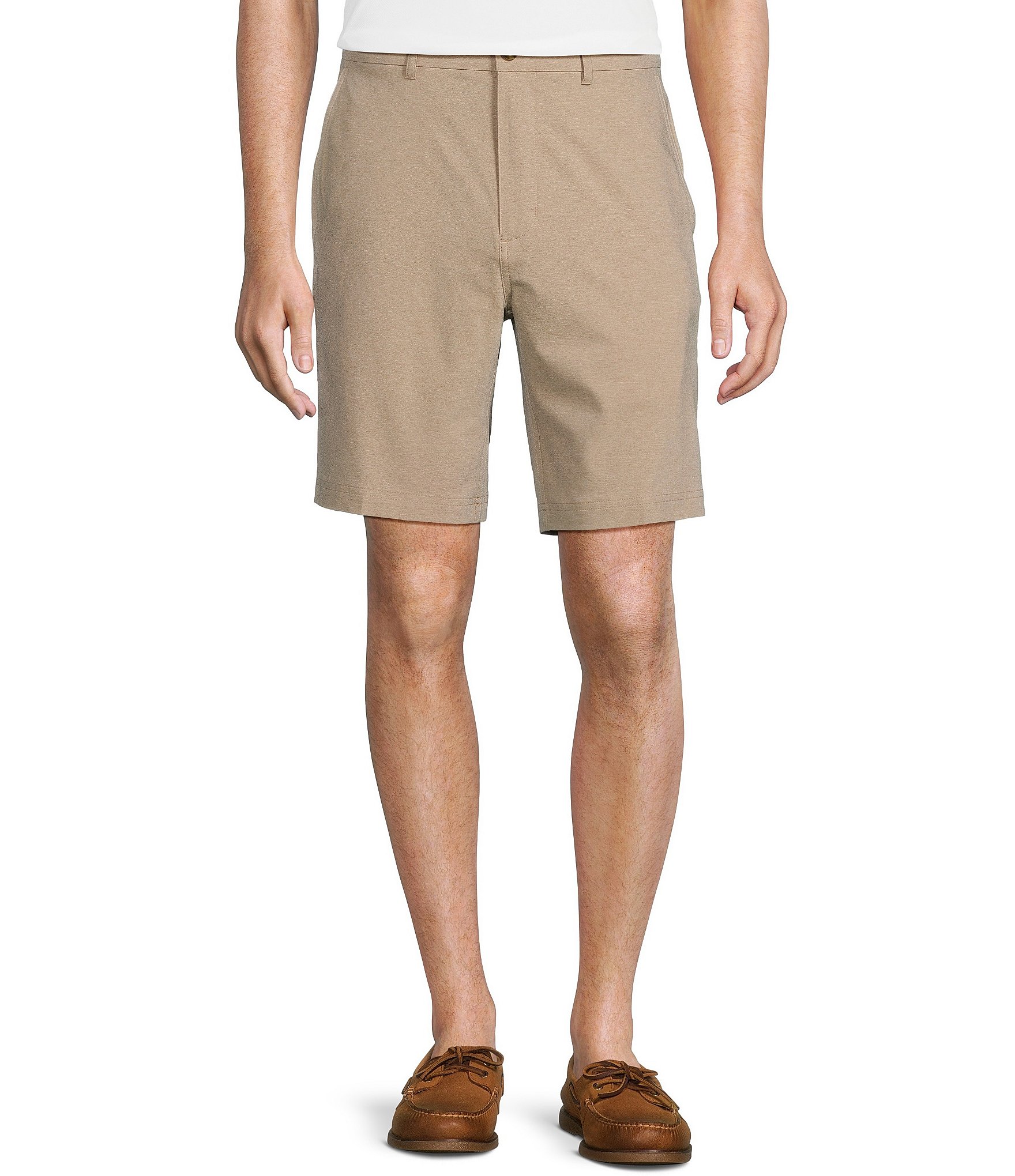 Roundtree & Yorke Big & Tall Performance Stretch Fabric Classic Fit Flat Front 9#double; And 11#double; Heathered Shorts