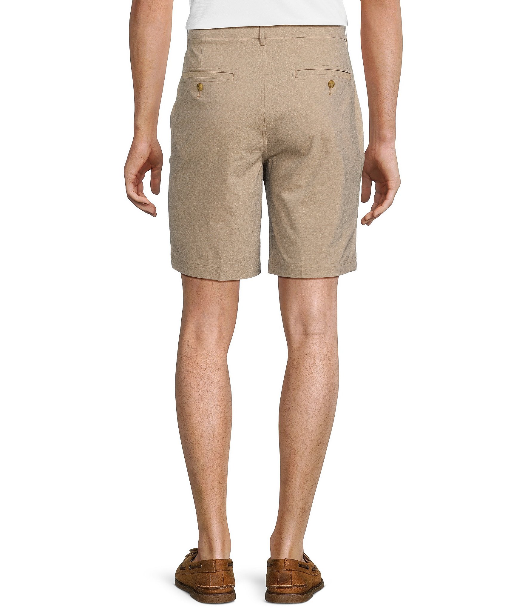 Roundtree & Yorke Big & Tall Performance Stretch Fabric Classic Fit Flat Front 9#double; And 11#double; Heathered Shorts