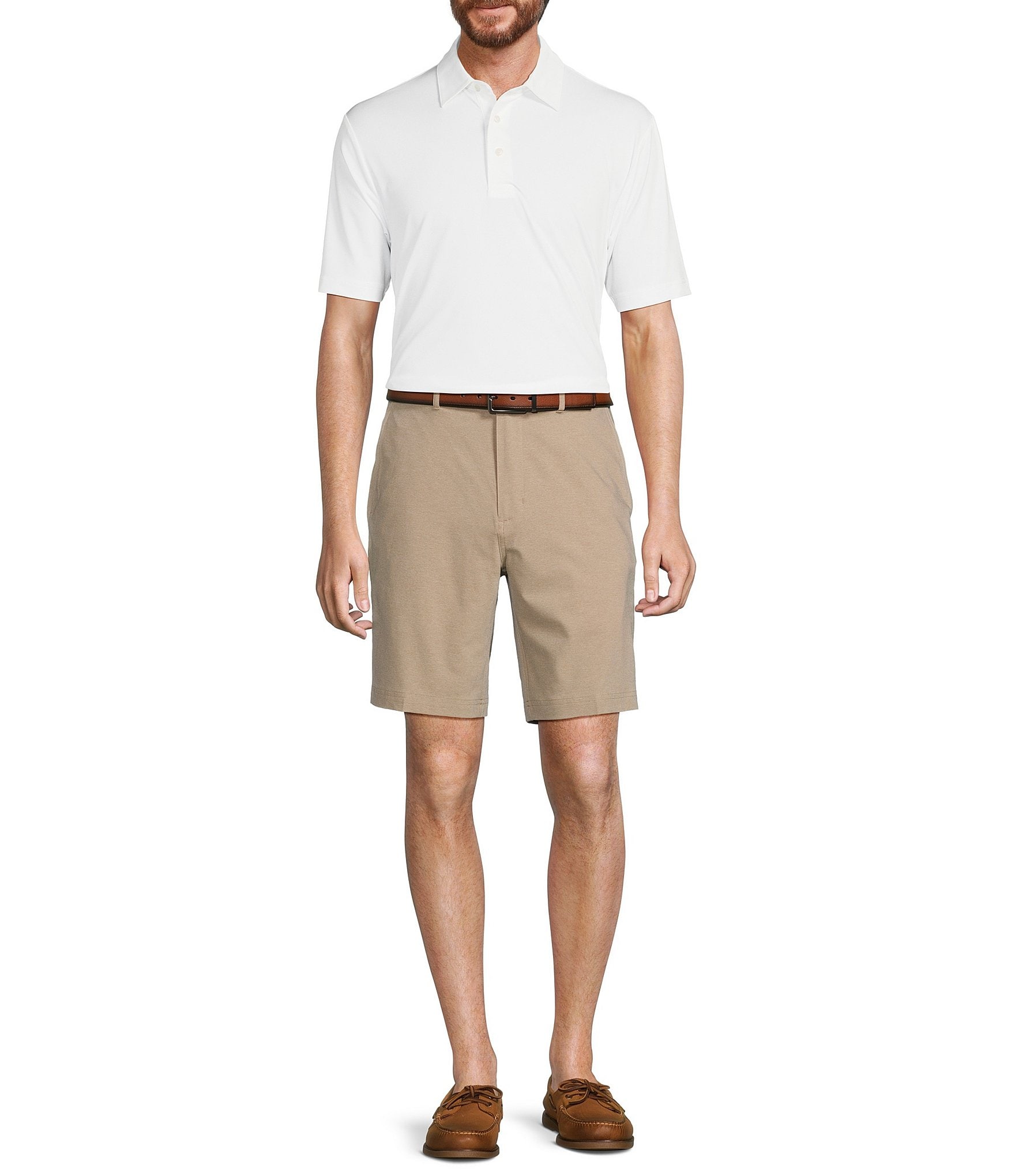 Roundtree & Yorke Big & Tall Performance Stretch Fabric Classic Fit Flat Front 9#double; And 11#double; Heathered Shorts