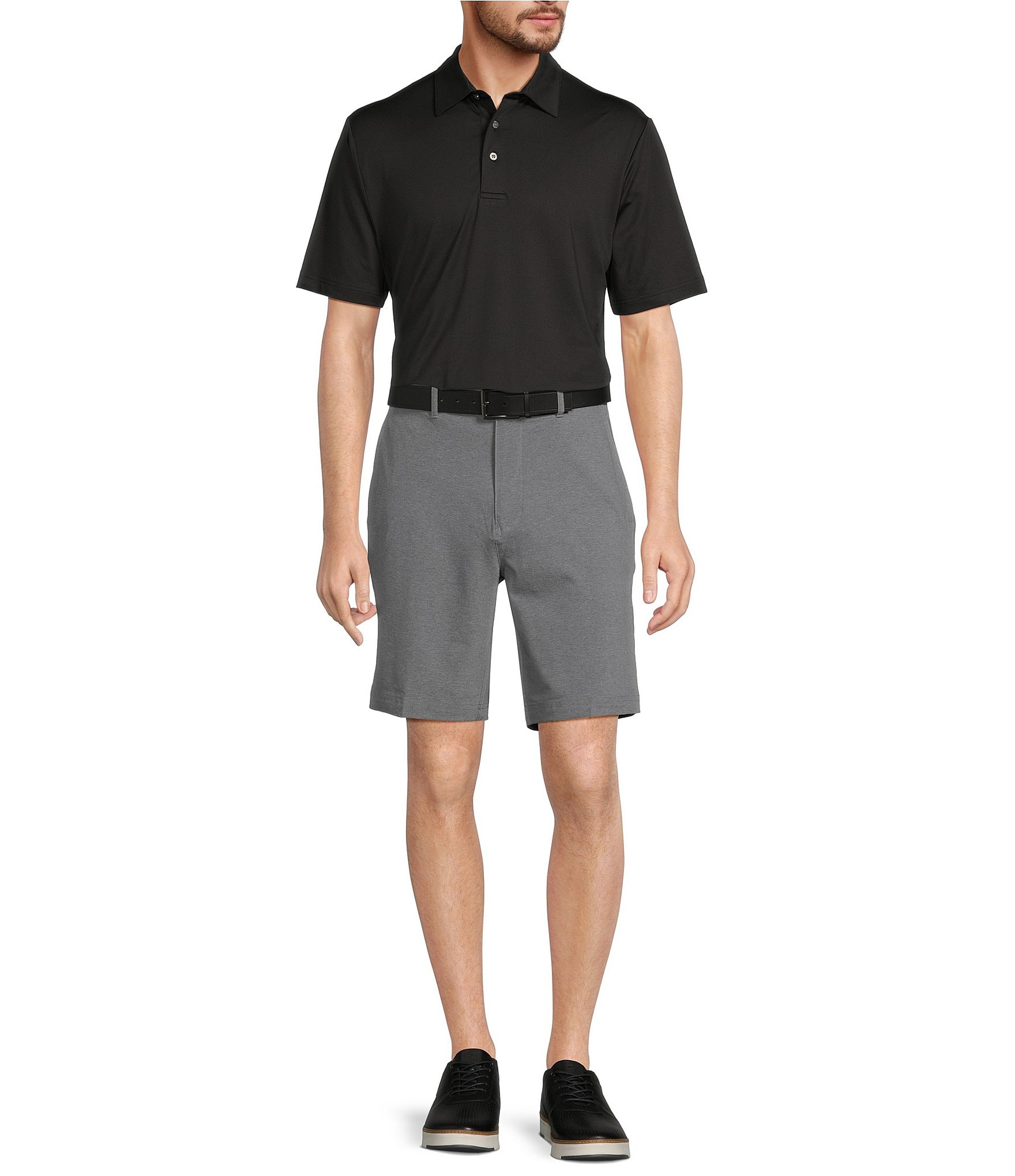 Roundtree & Yorke Big & Tall Performance Stretch Fabric Classic Fit Flat Front 9#double; And 11#double; Heathered Shorts