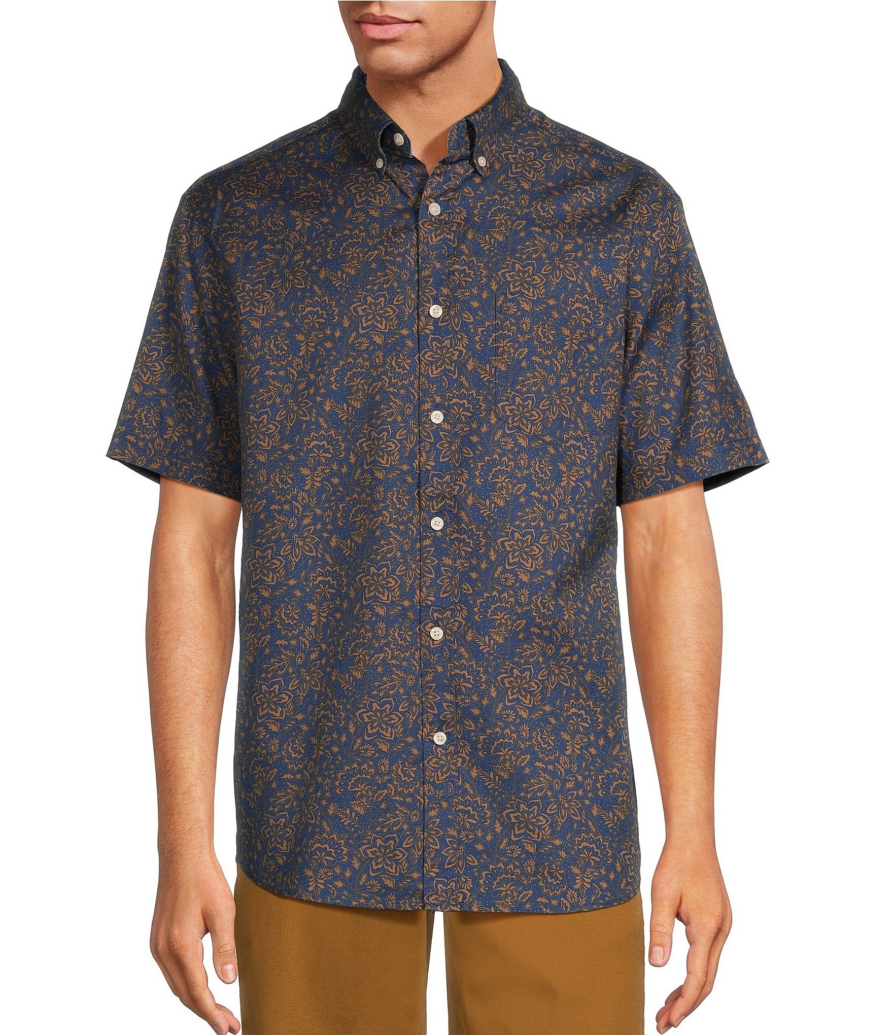 Roundtree & Yorke Big & Tall Short Sleeve Paisley Print Sport Shirt ...