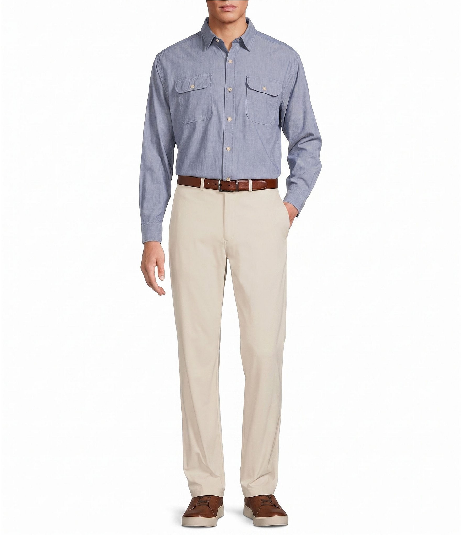 Roundtree & Yorke Big & Tall Solid Textured Sport Shirt