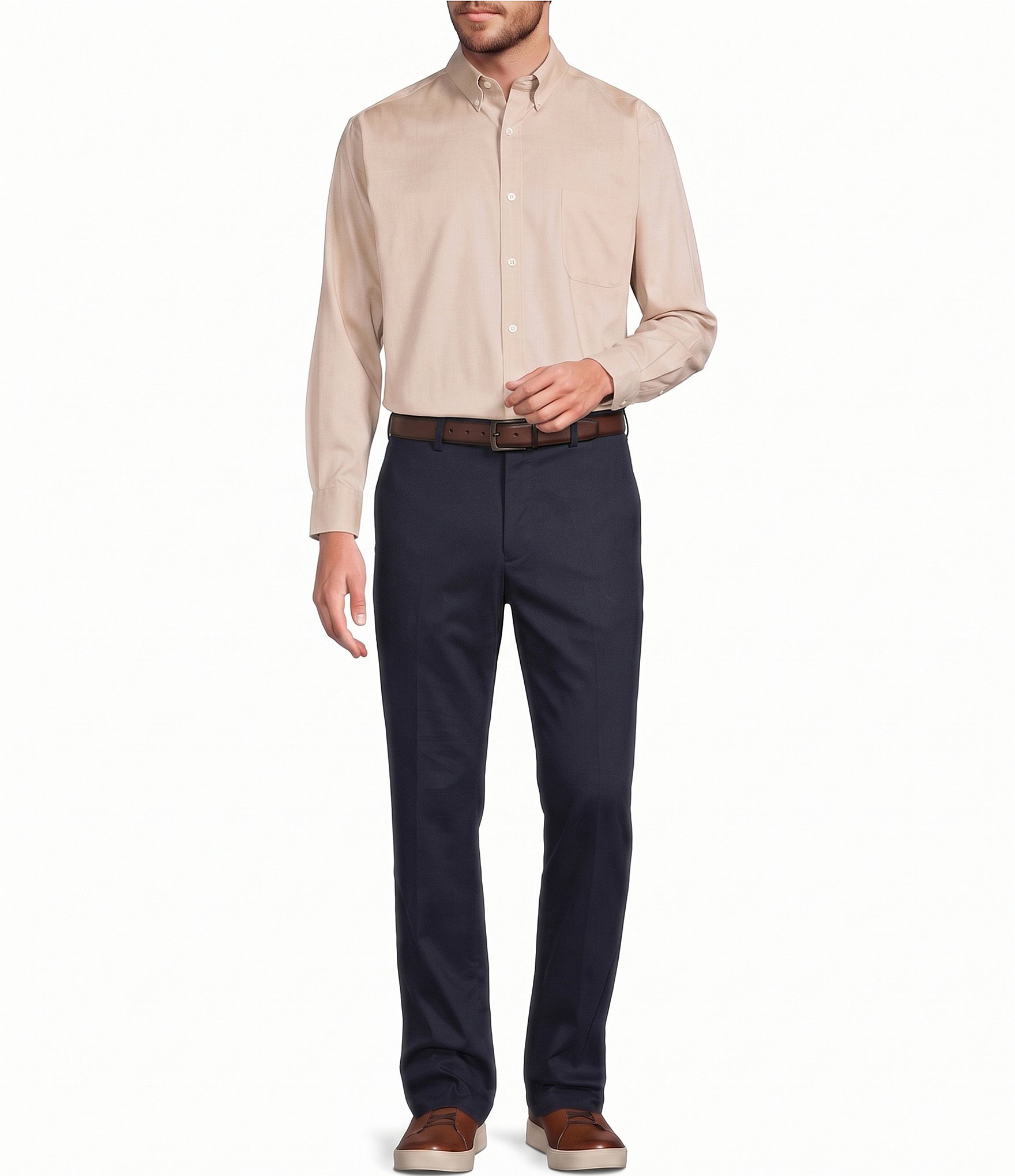 Roundtree & Yorke Big & Tall TravelSmart Easy Care Solid Sport Shirt