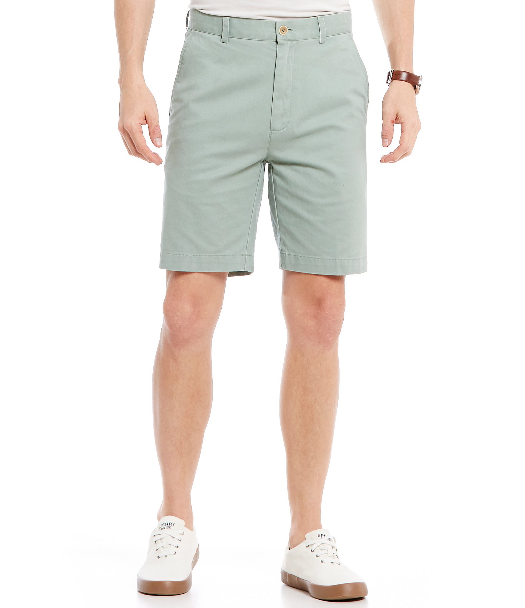 Roundtree & Yorke Big and Tall Flat Front Washed Cotton Shorts | Dillards
