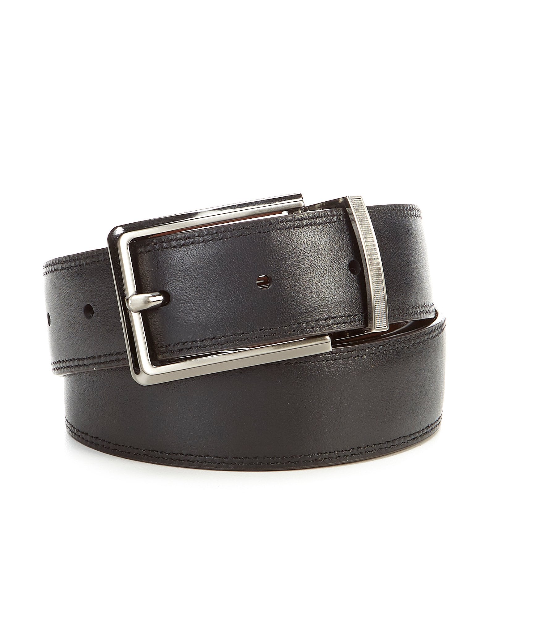 Roundtree & Yorke Burnished Edge Reversible Leather Belt