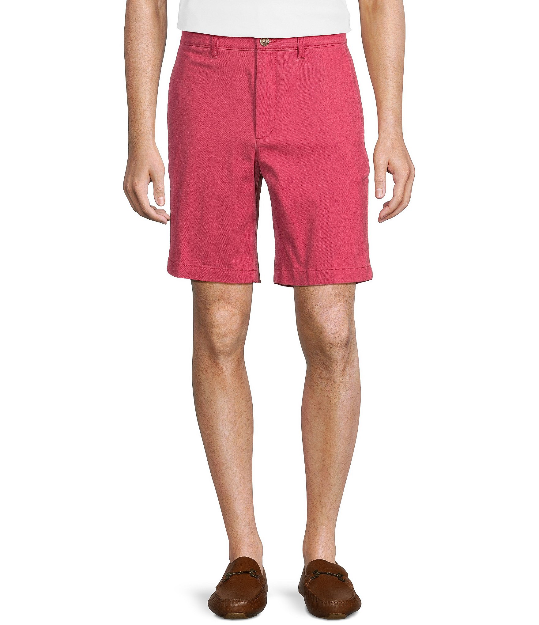 Roundtree & Yorke Casuals Classic Fit Flat Front Washed 9#double; Chino Shorts