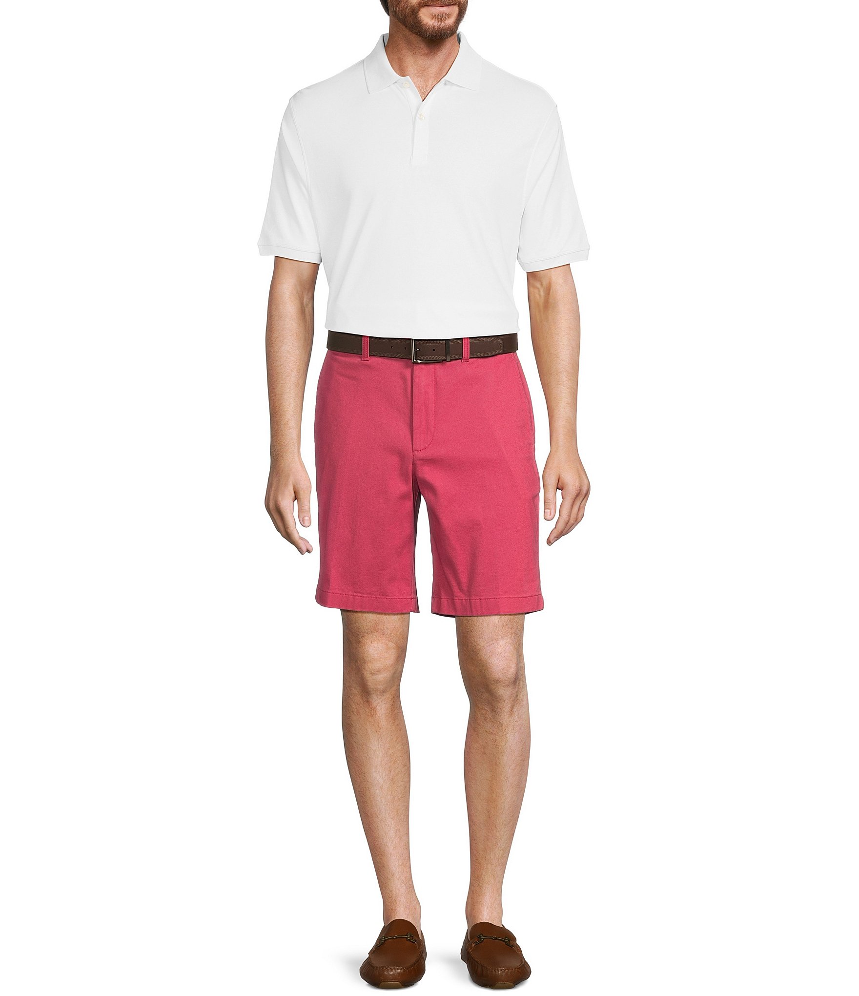 Roundtree & Yorke Casuals Classic Fit Flat Front Washed 9#double; Chino Shorts