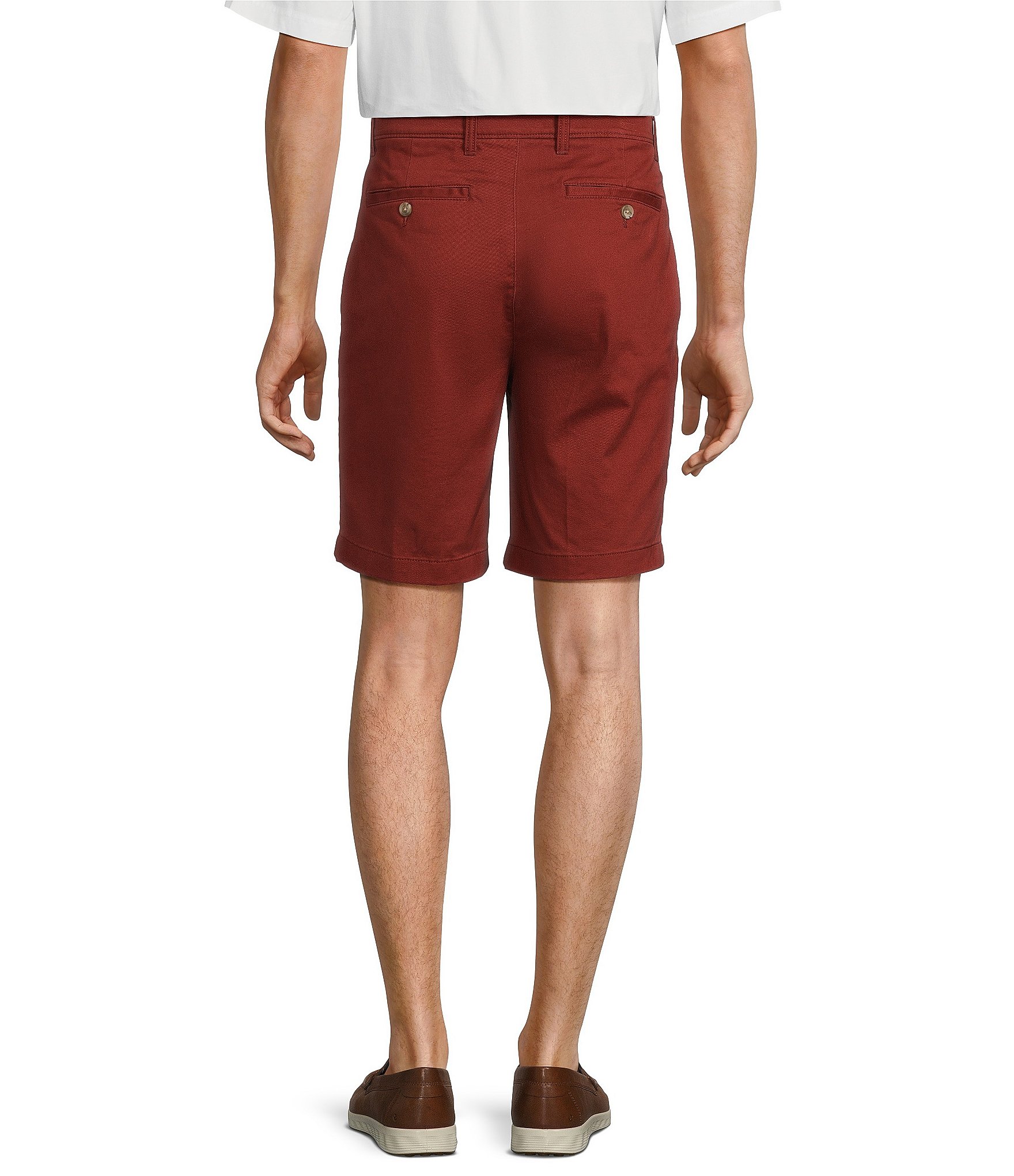 Roundtree & Yorke Casuals Classic Fit Flat Front Washed 9#double; Chino Shorts