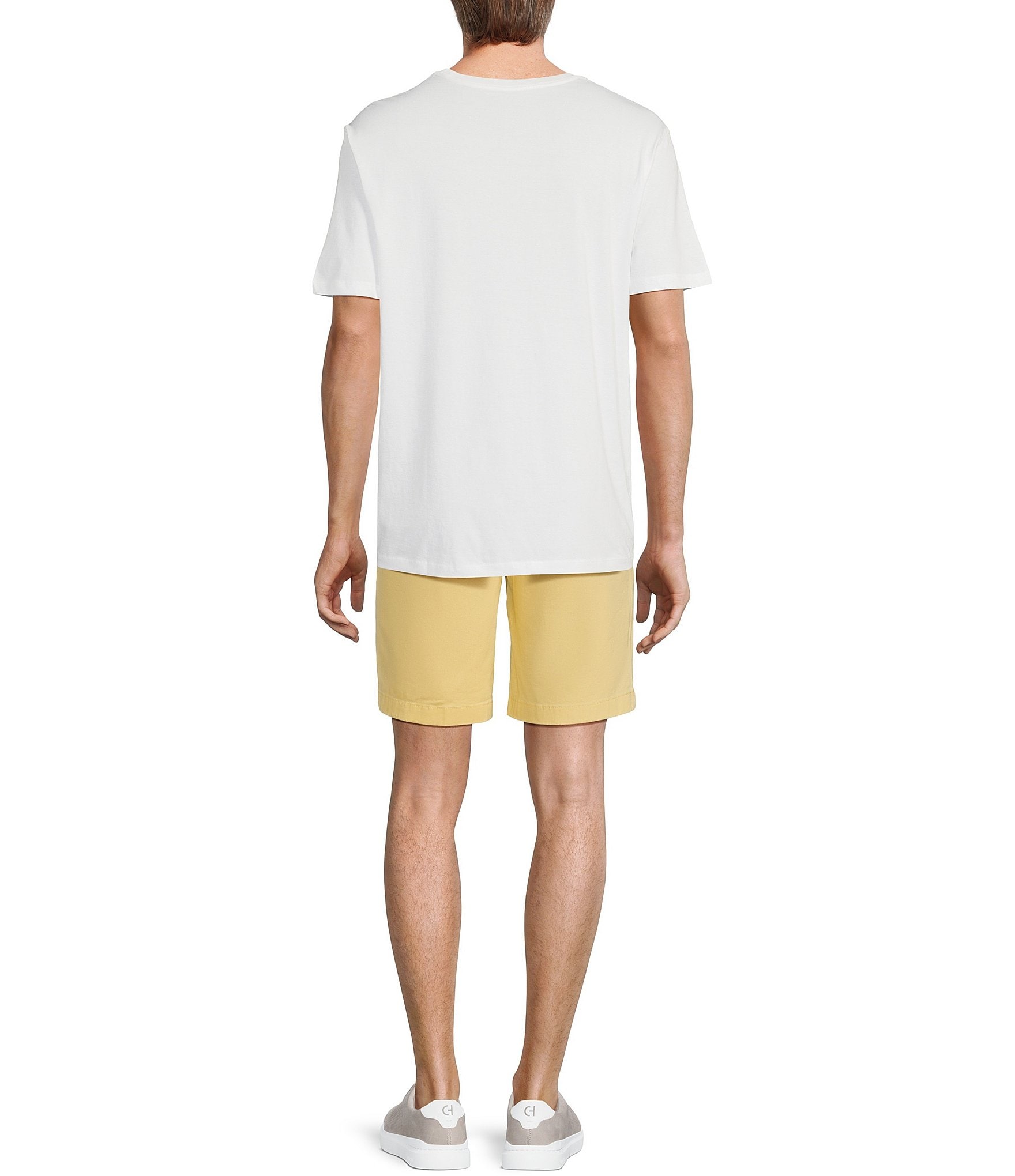 Roundtree & Yorke Casuals Classic Fit Flat Front Washed 9#double; Chino Shorts