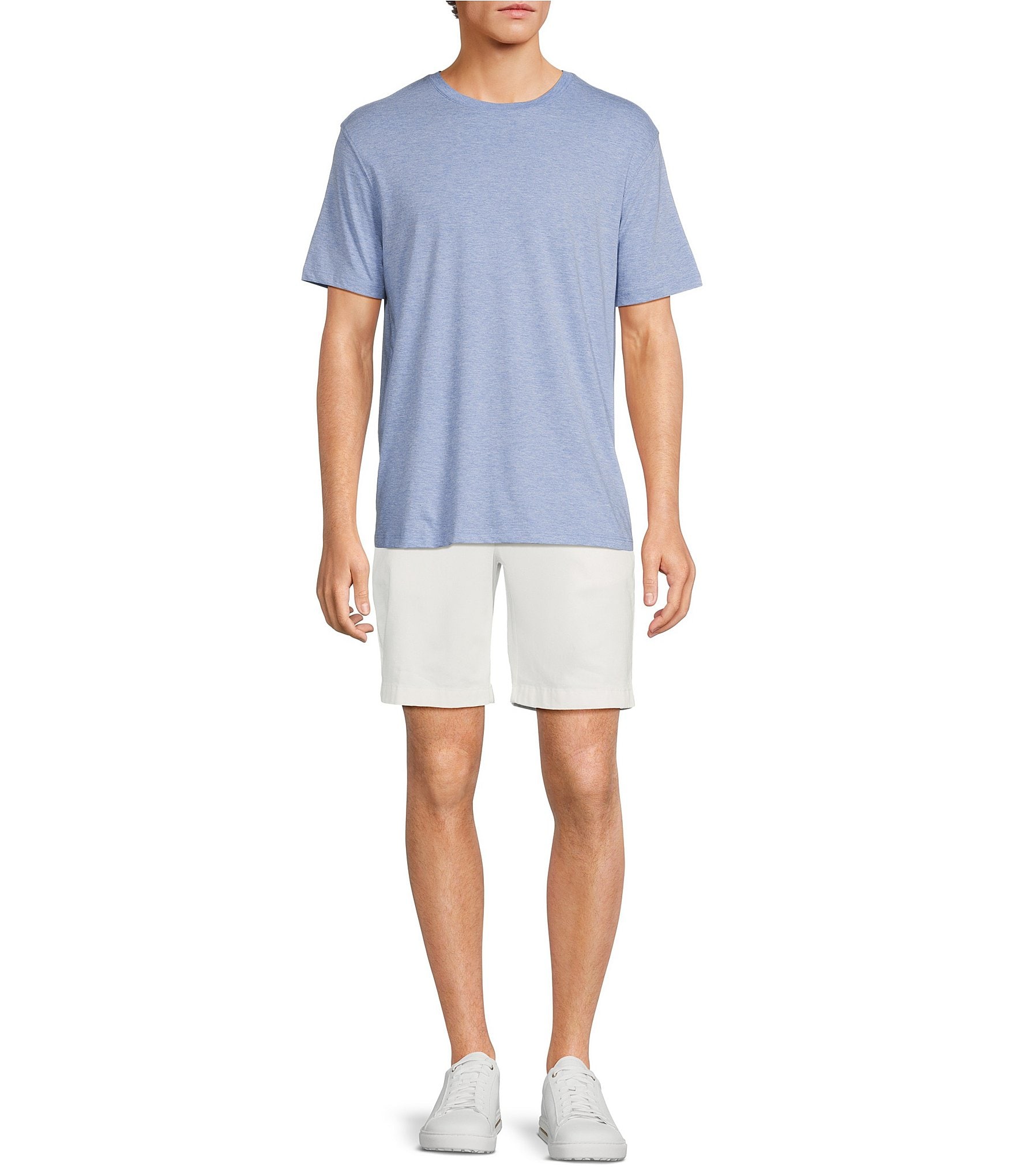 Roundtree & Yorke Casuals Classic Fit Flat Front Washed 9#double; Chino Shorts