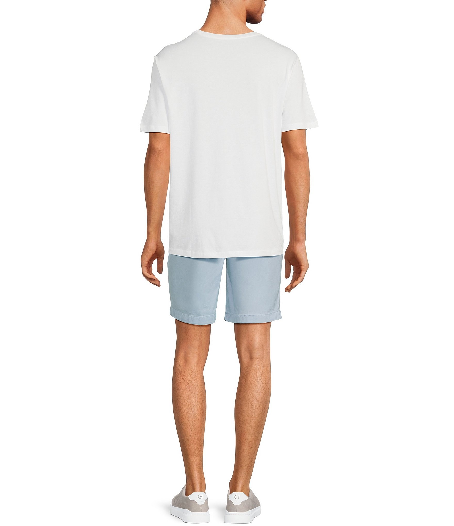 Roundtree & Yorke Casuals Classic Fit Flat Front Washed 9#double; Chino Shorts