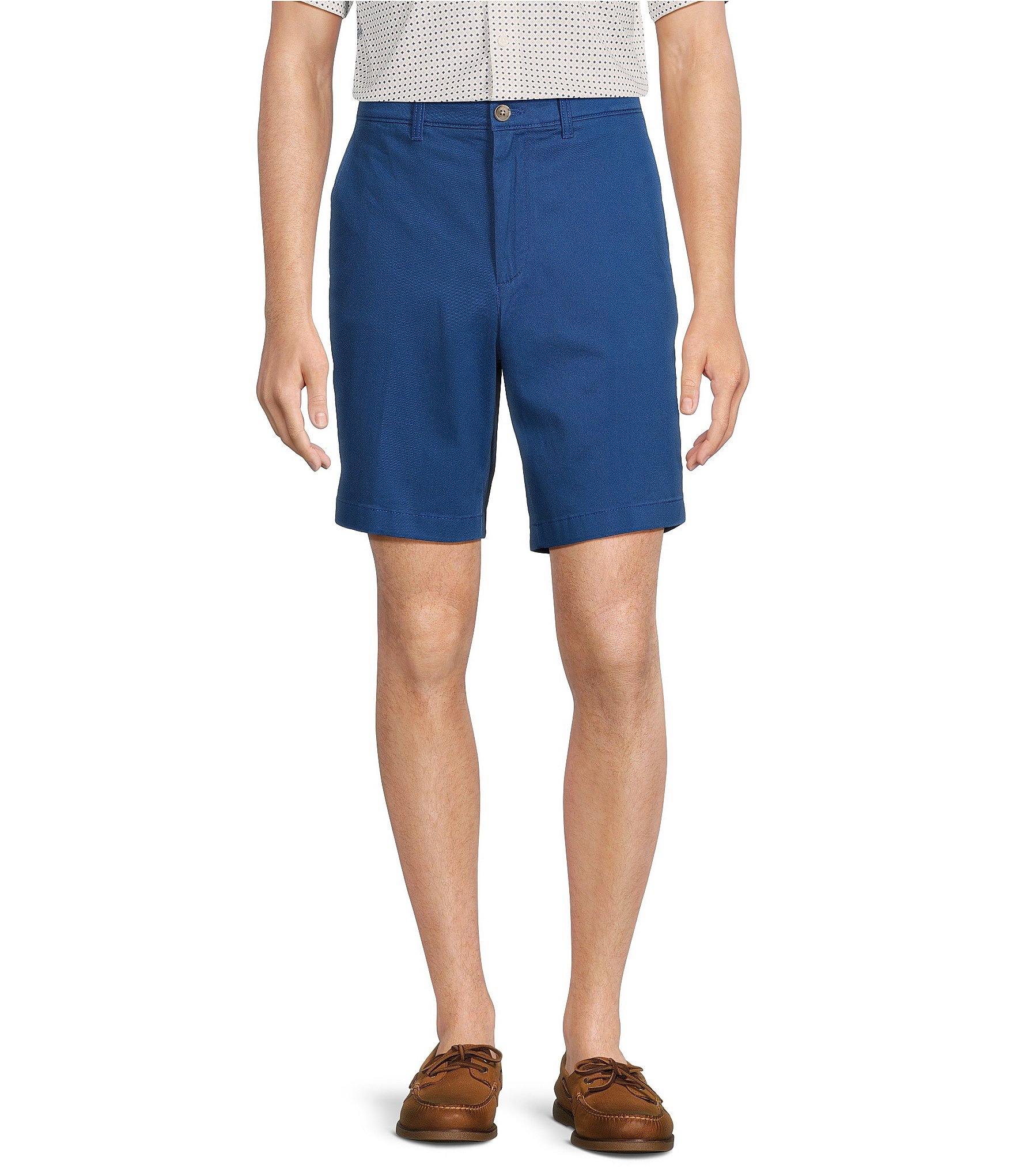 Roundtree & Yorke Casuals Classic Fit Flat Front Washed 9#double; Chino Shorts