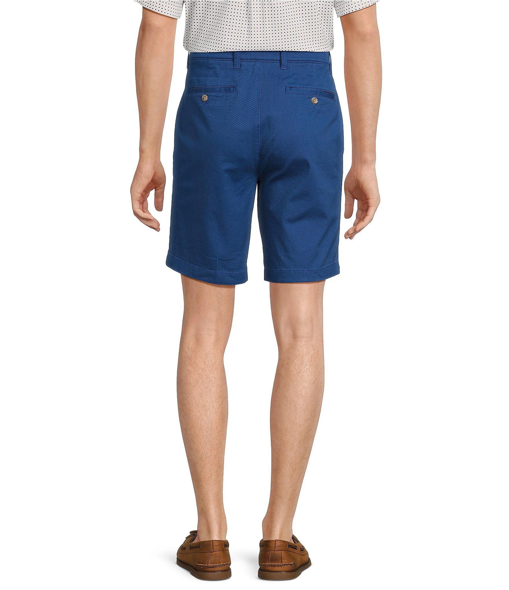 Roundtree & Yorke Casuals Classic Fit Flat Front Washed 9#double; Chino Shorts