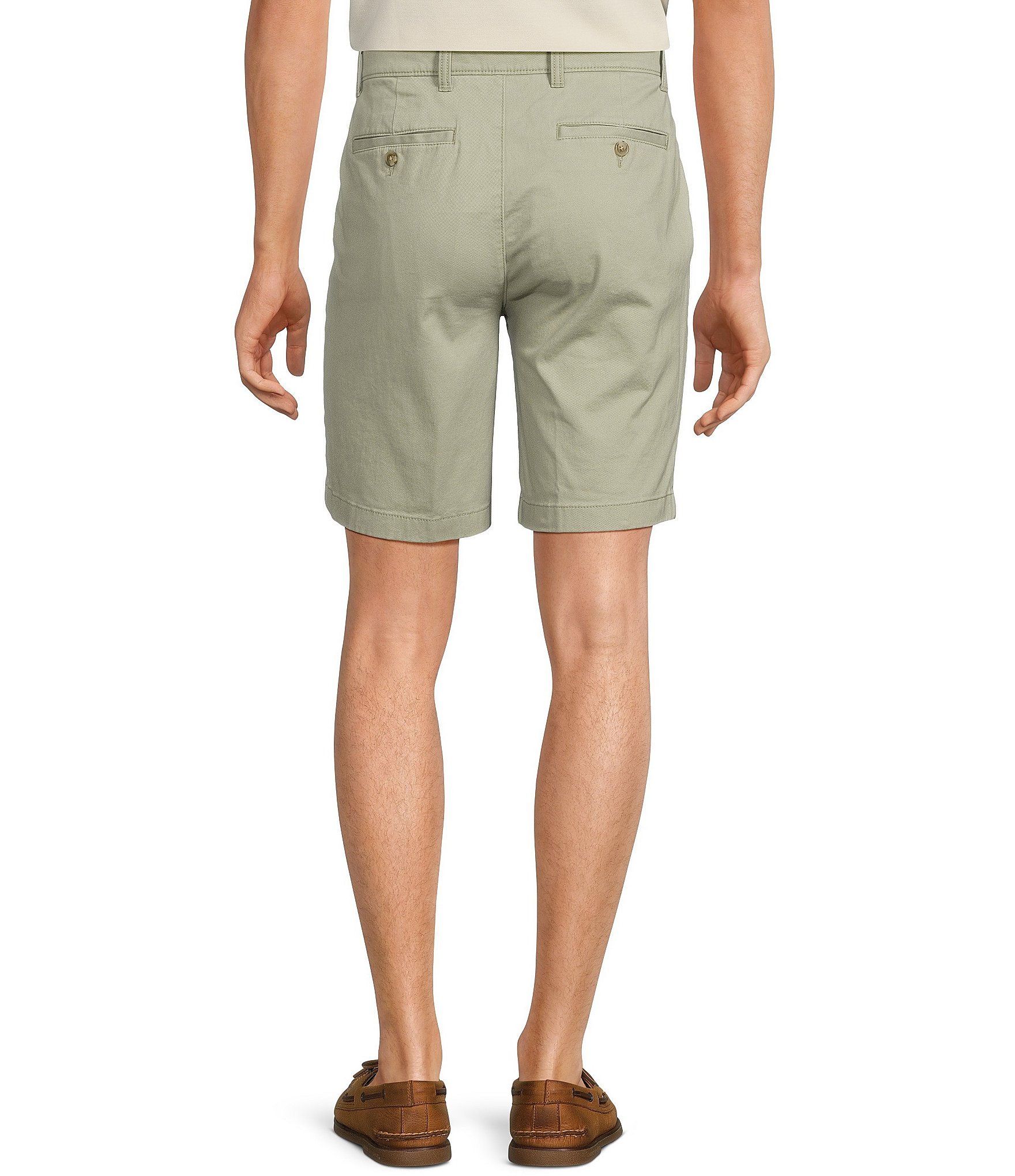 Roundtree & Yorke Casuals Classic Fit Flat Front Washed 9#double; Chino Shorts