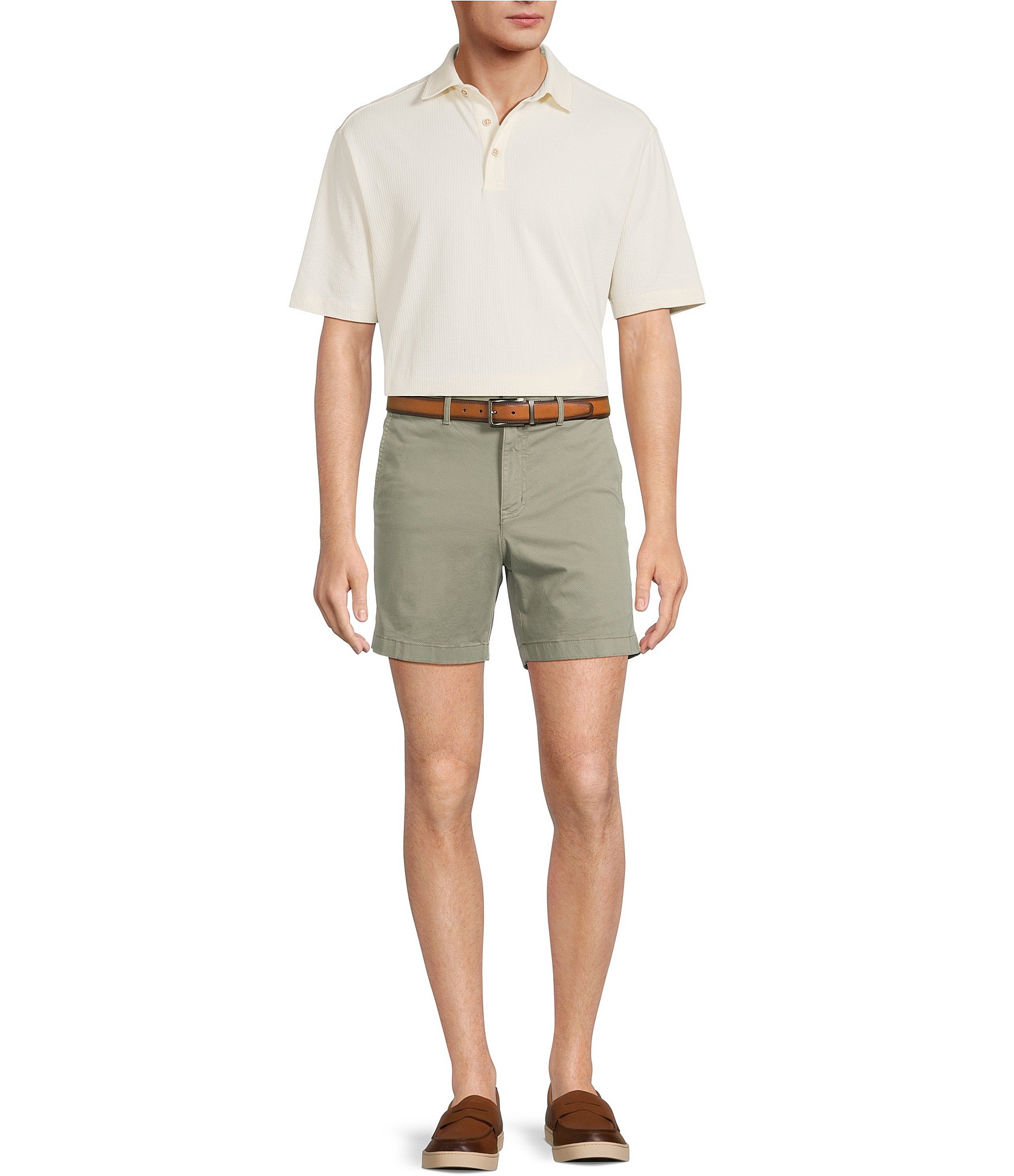 Roundtree & Yorke Casual Straight Fit Flat Front Tech Pocket Printed 7#double; Inseam Shorts