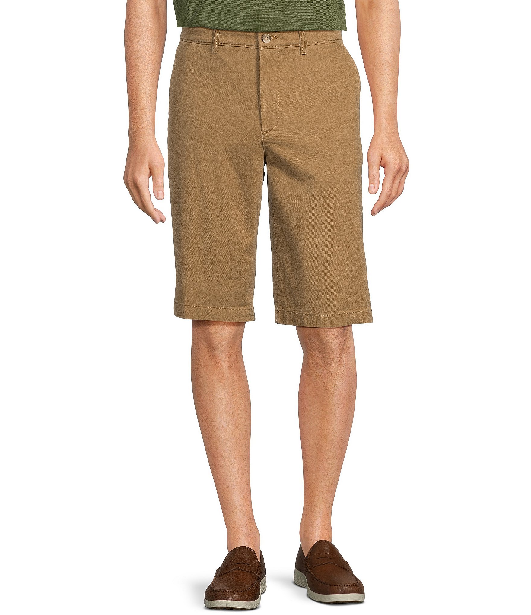 Roundtree & Yorke Casuals Classic Fit Flat Front Washed 13#double; Chino Shorts