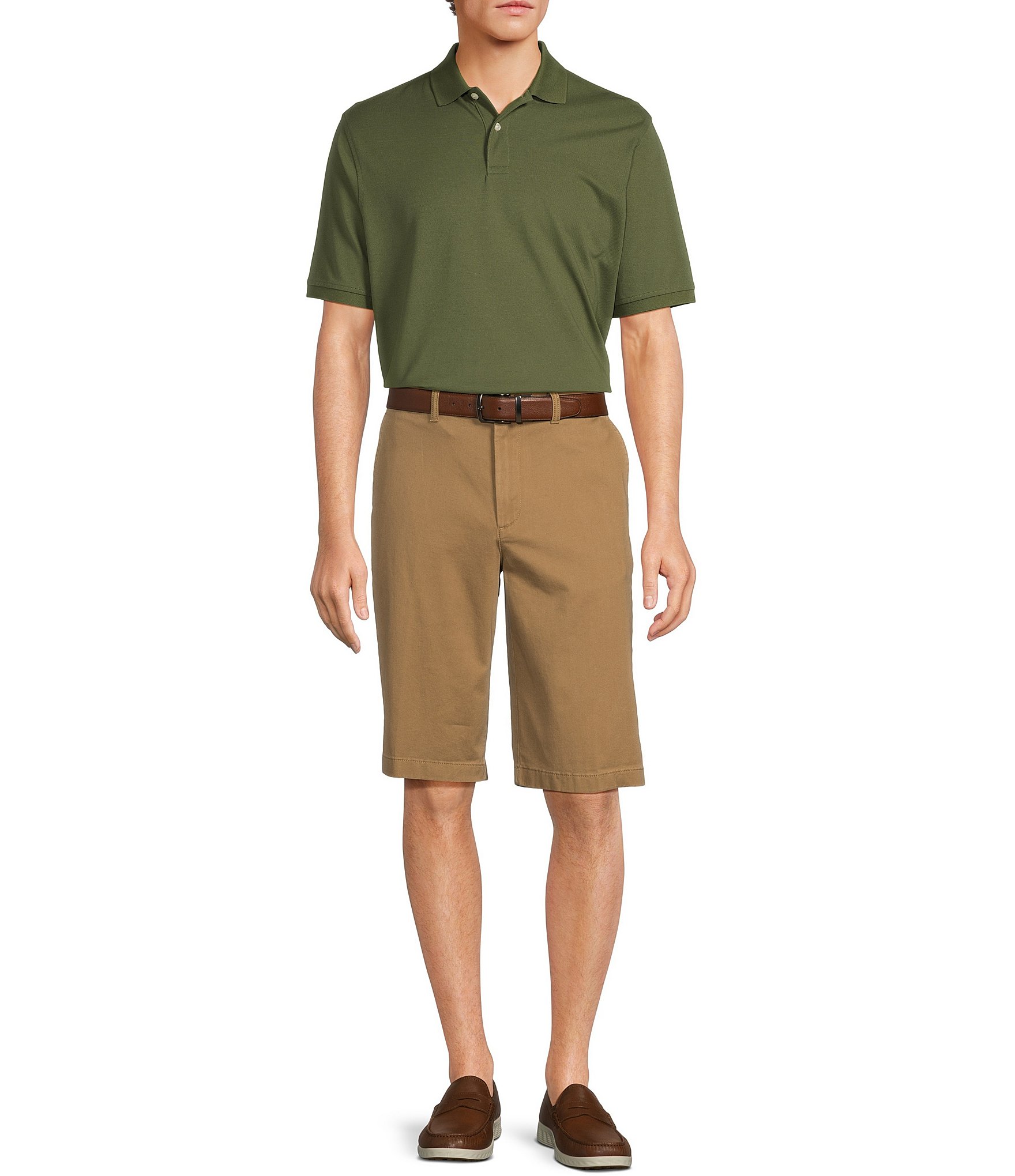 Roundtree & Yorke Casuals Classic Fit Flat Front Washed 13#double; Chino Shorts