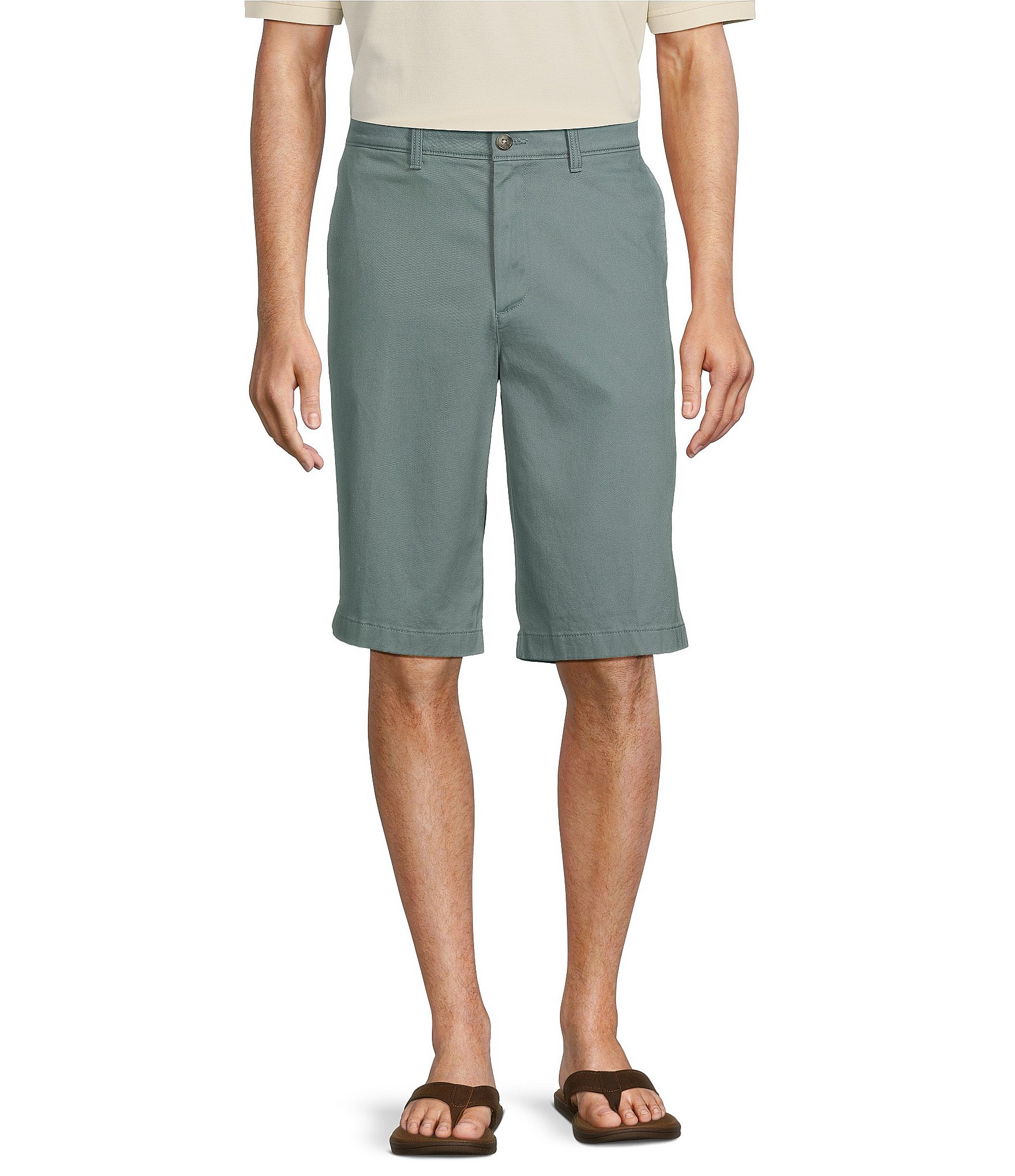 Roundtree & Yorke Casuals Classic Fit Flat Front Washed 13#double; Chino Shorts