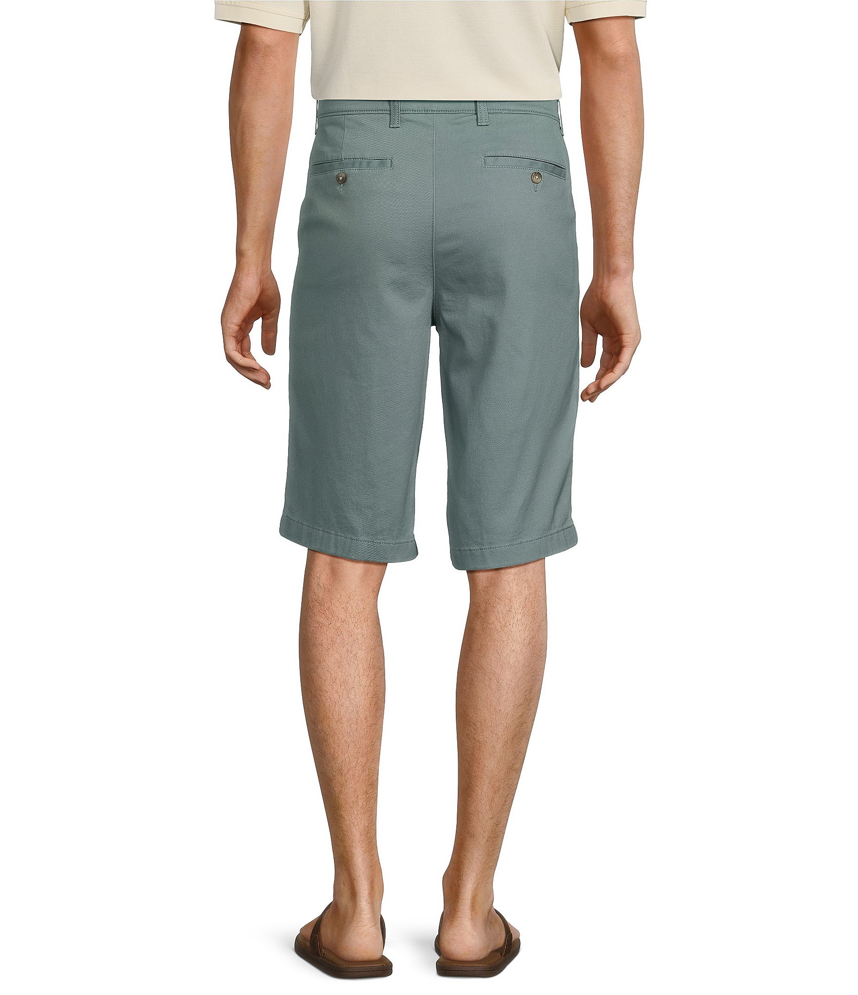 Roundtree & Yorke Casuals Classic Fit Flat Front Washed 13#double; Chino Shorts