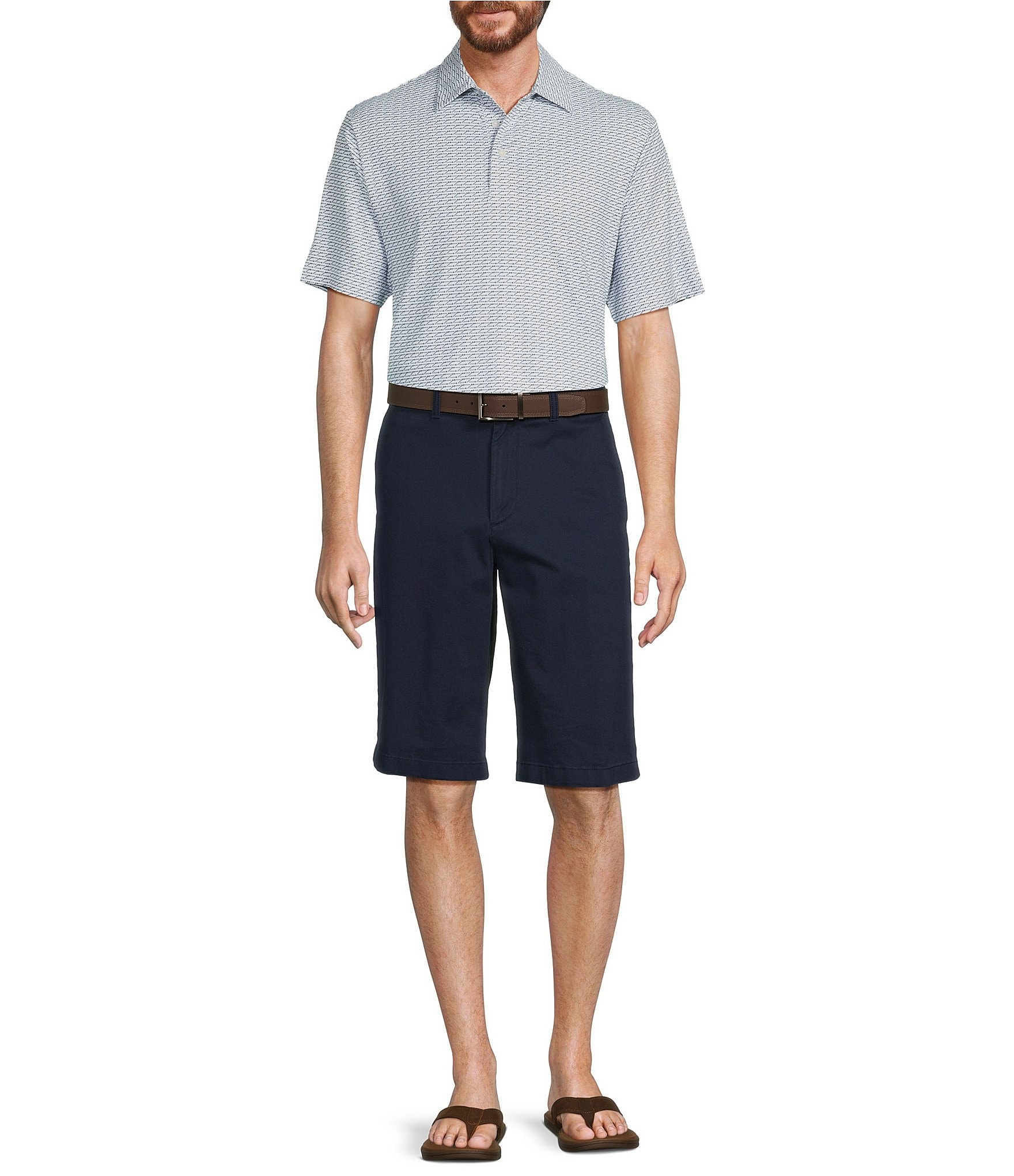 Roundtree & Yorke Casuals Classic Fit Flat Front Washed 13#double; Chino Shorts