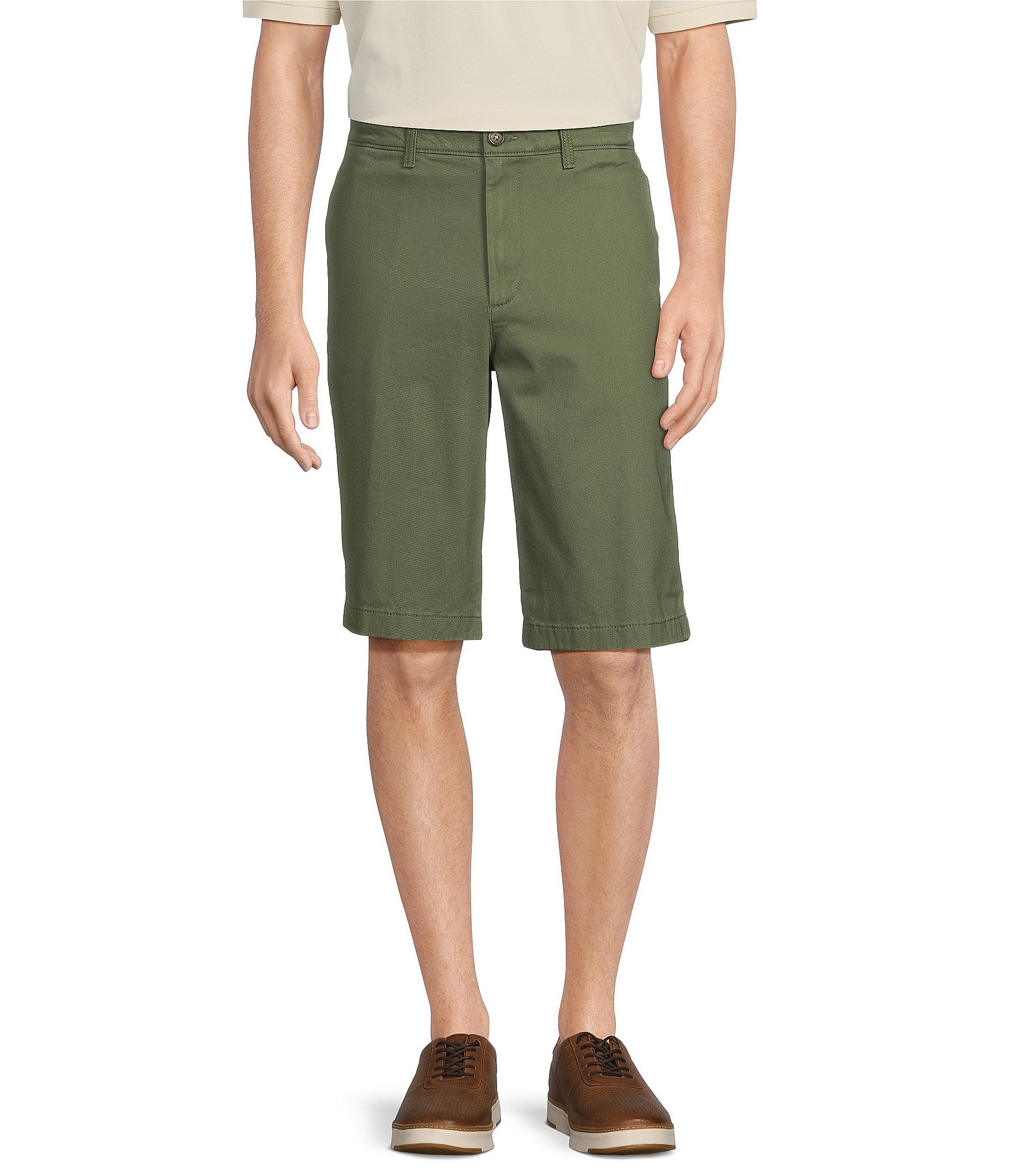 Roundtree & Yorke Casuals Classic Fit Flat Front Washed 13#double; Chino Shorts