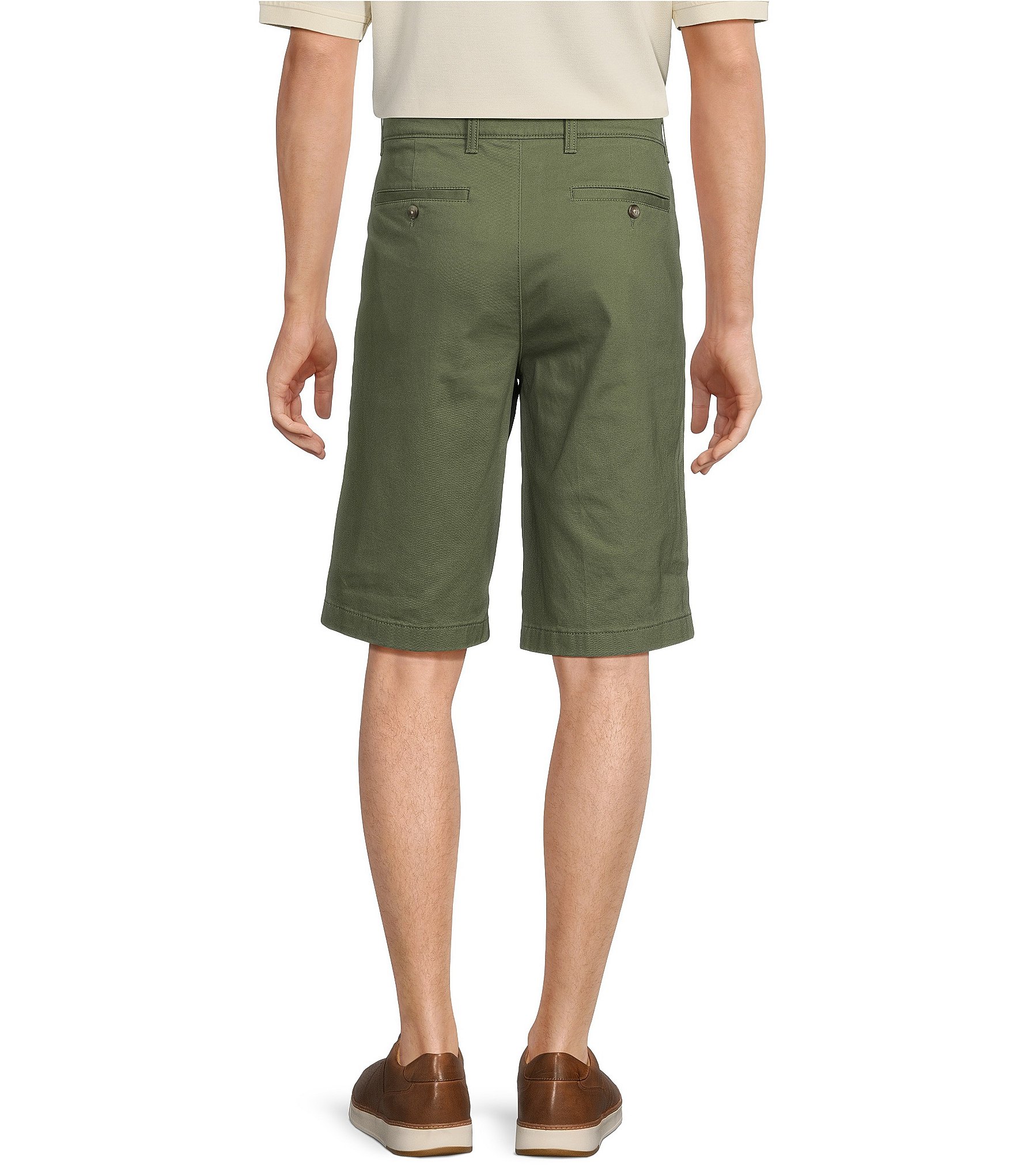 Roundtree & Yorke Casuals Classic Fit Flat Front Washed 13#double; Chino Shorts