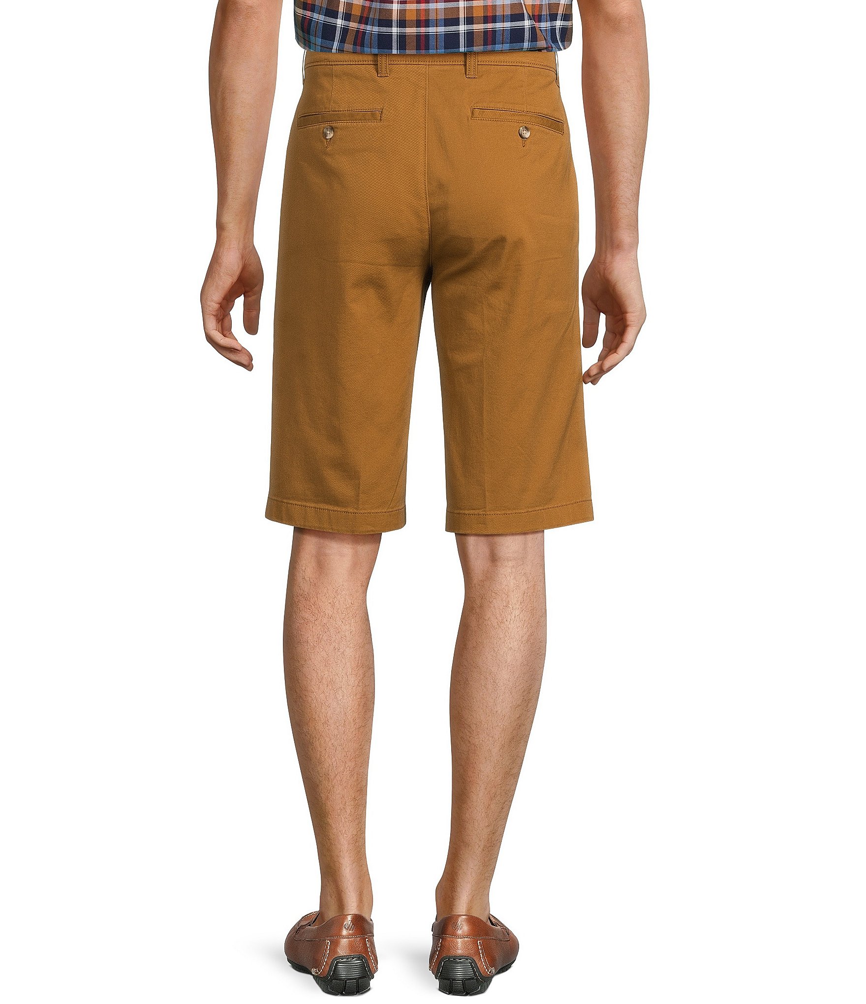 Roundtree & Yorke Casuals Classic Fit Flat Front Washed 13#double; Chino Shorts