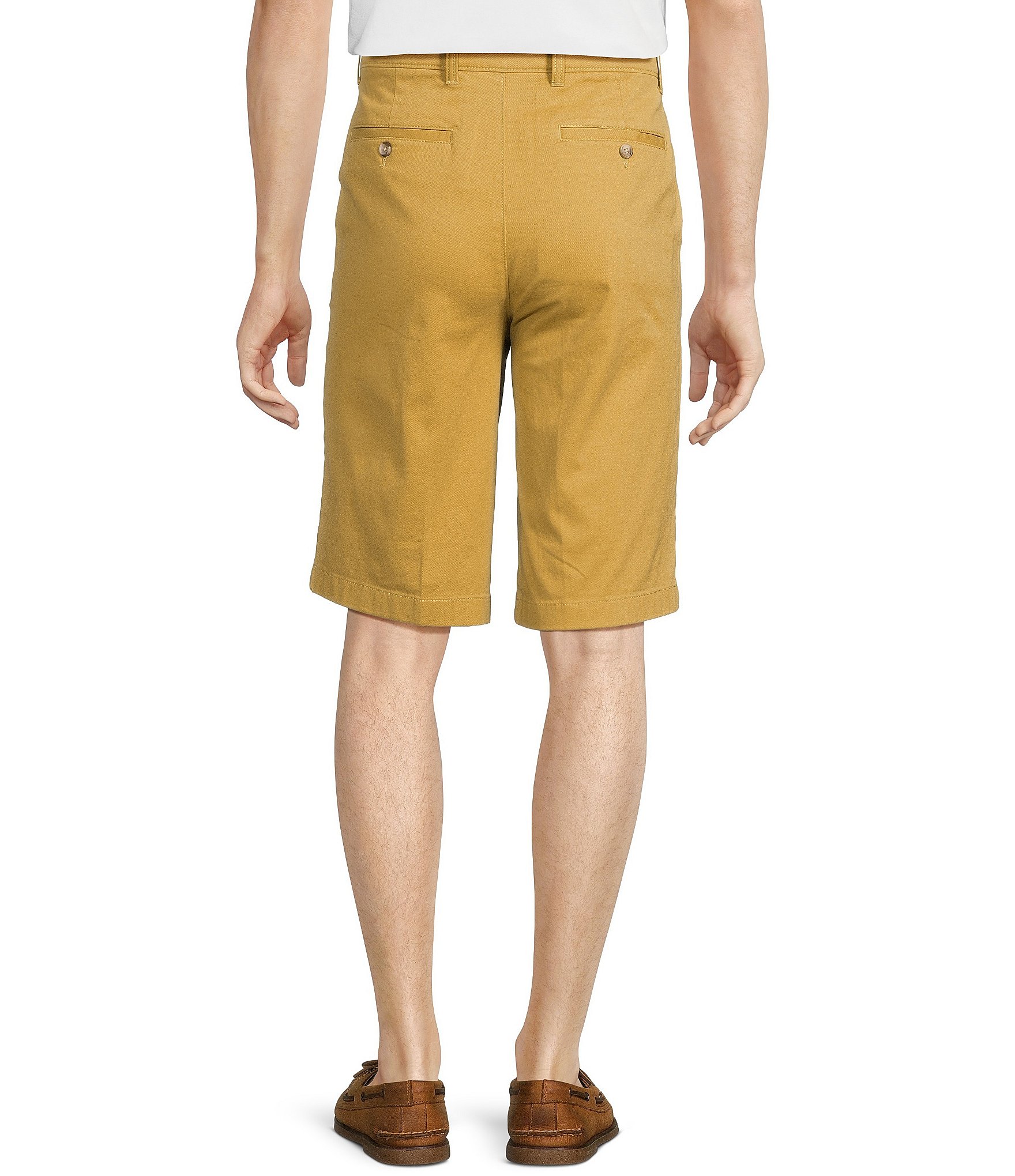 Roundtree & Yorke Casuals Classic Fit Flat Front Washed 13#double; Chino Shorts