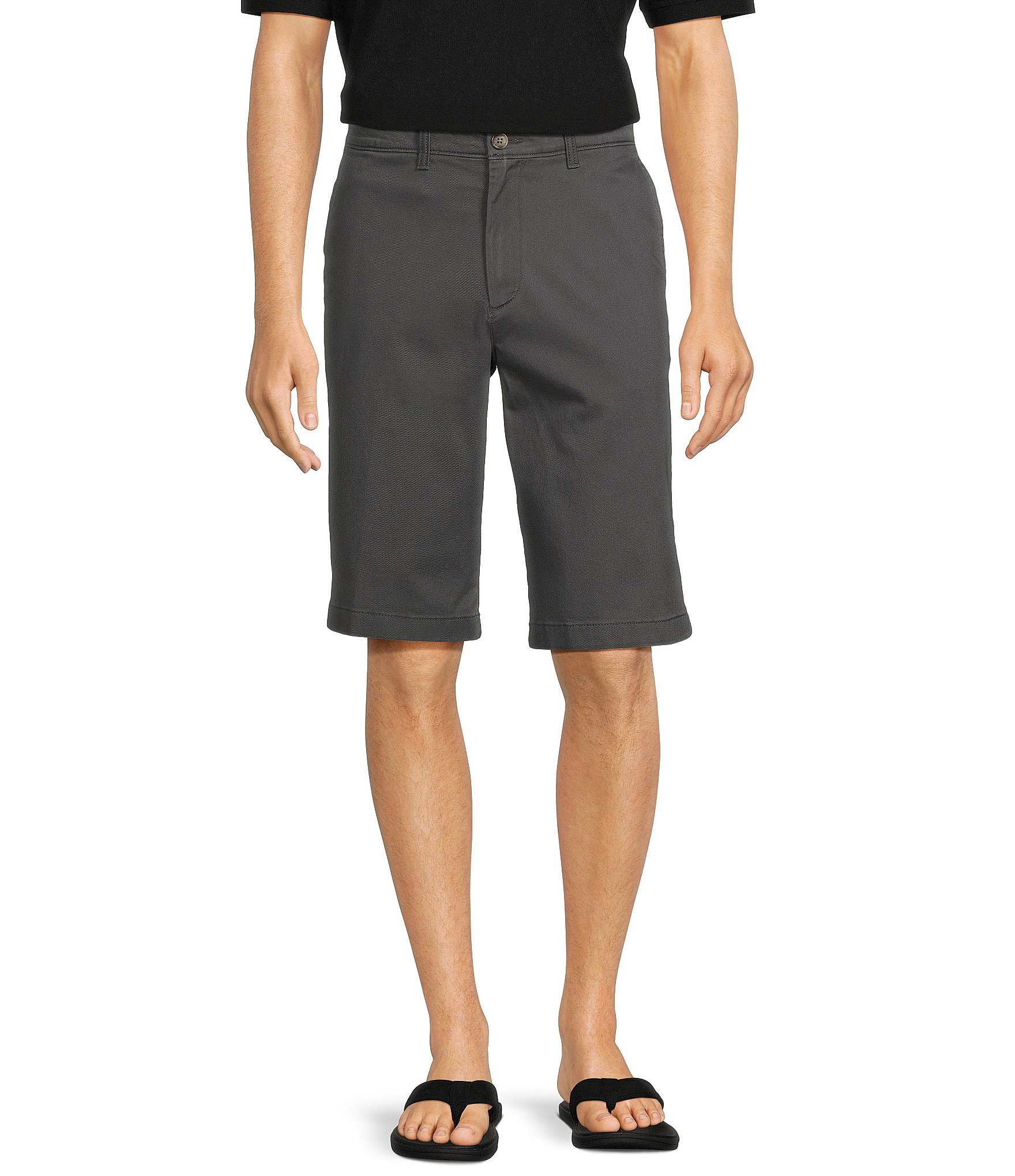 Roundtree & Yorke Casuals Classic Fit Flat Front Washed 13#double; Chino Shorts