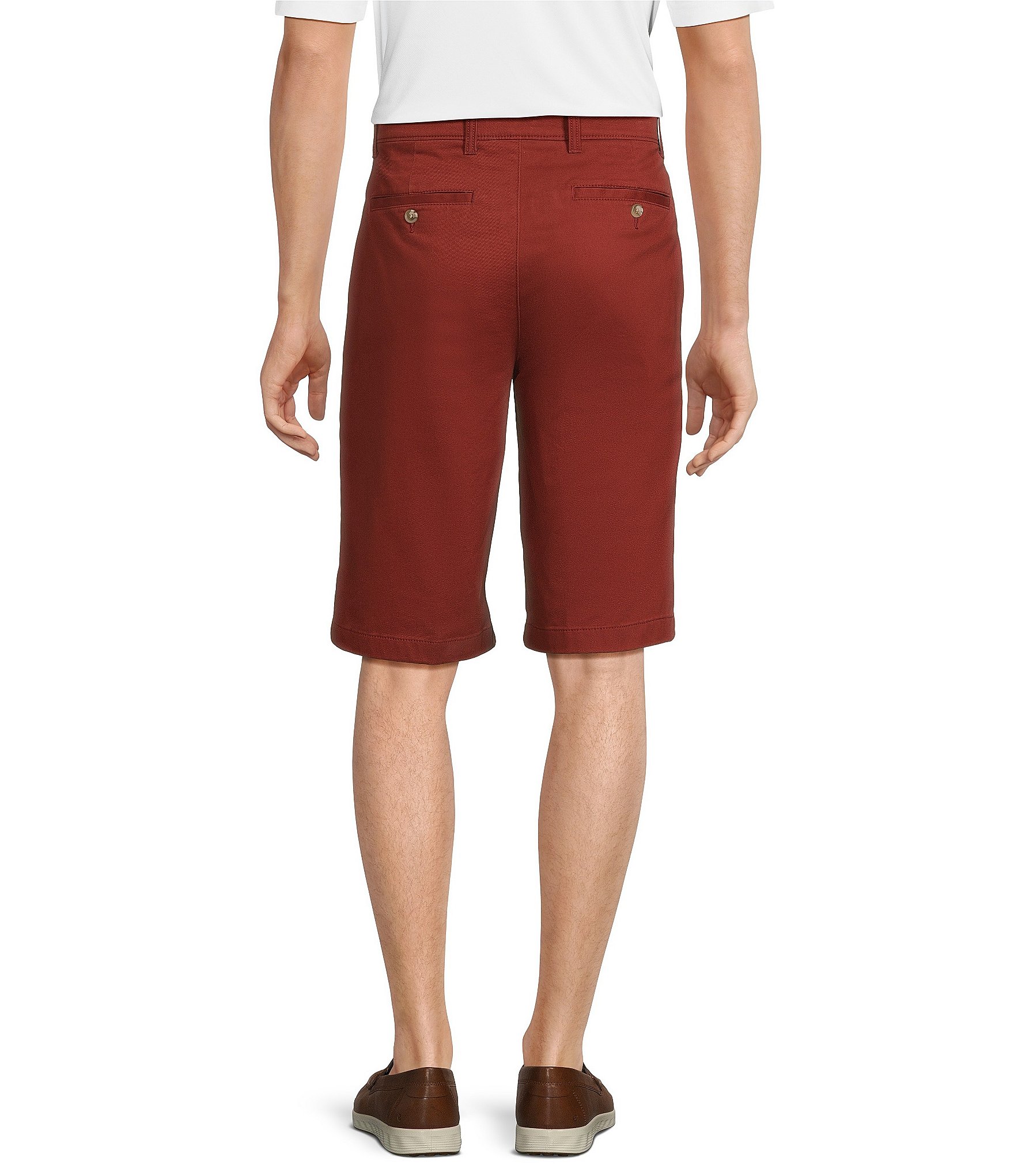 Roundtree & Yorke Casuals Classic Fit Flat Front Washed 13#double; Chino Shorts