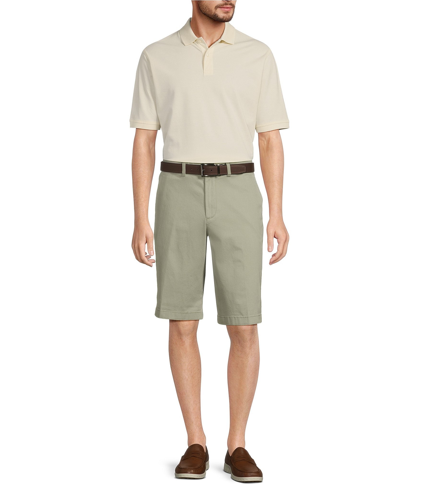 Roundtree & Yorke Casuals Classic Fit Flat Front Washed 13#double; Chino Shorts