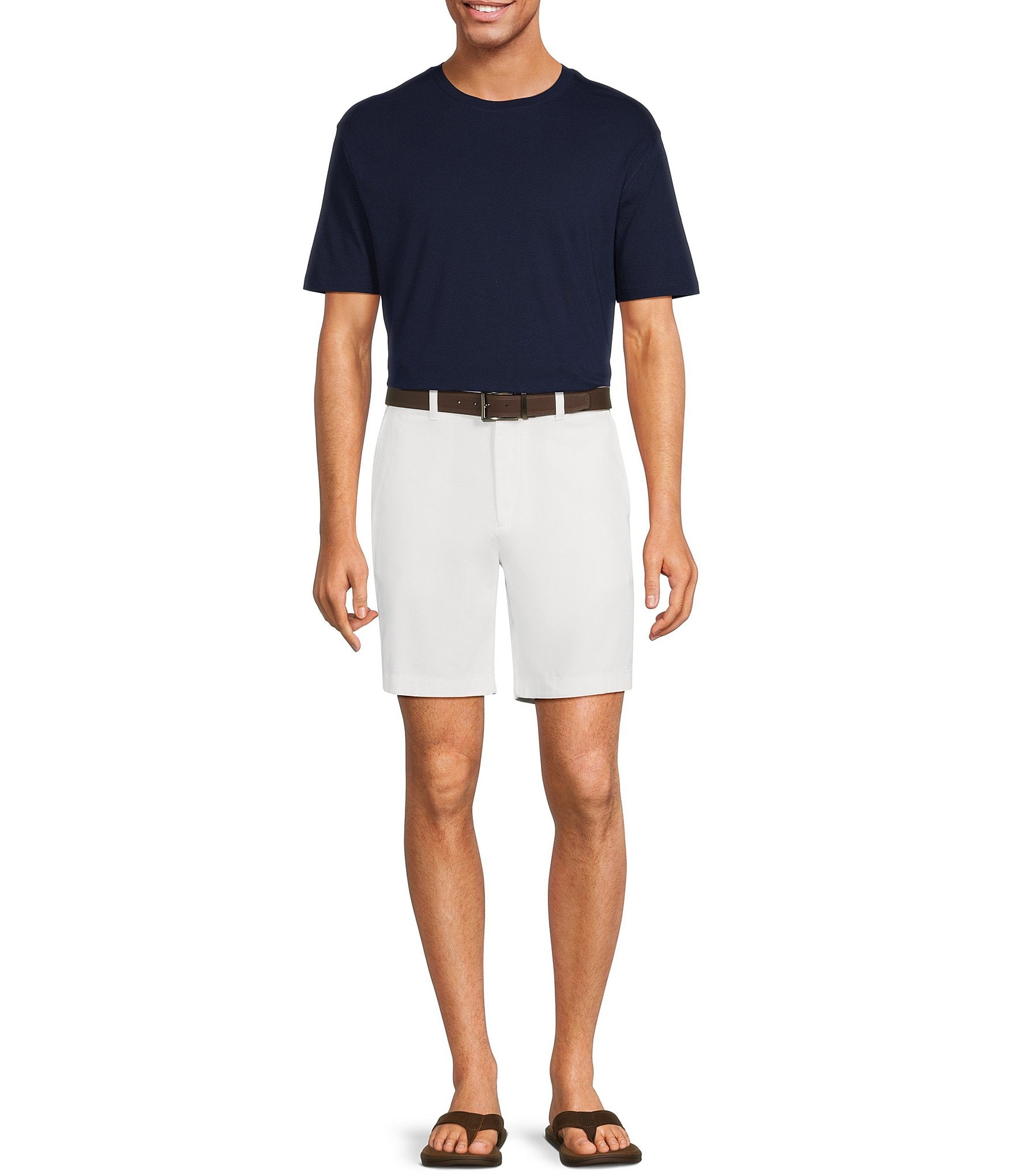 Roundtree & Yorke Casuals Straight Fit Flat Front 8#double; Inseam Chino Shorts