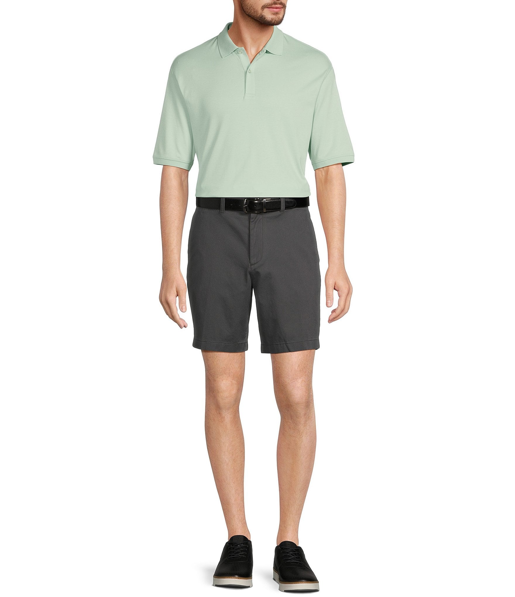 Roundtree & Yorke Casuals Straight Fit Flat Front 8#double; Inseam Chino Shorts